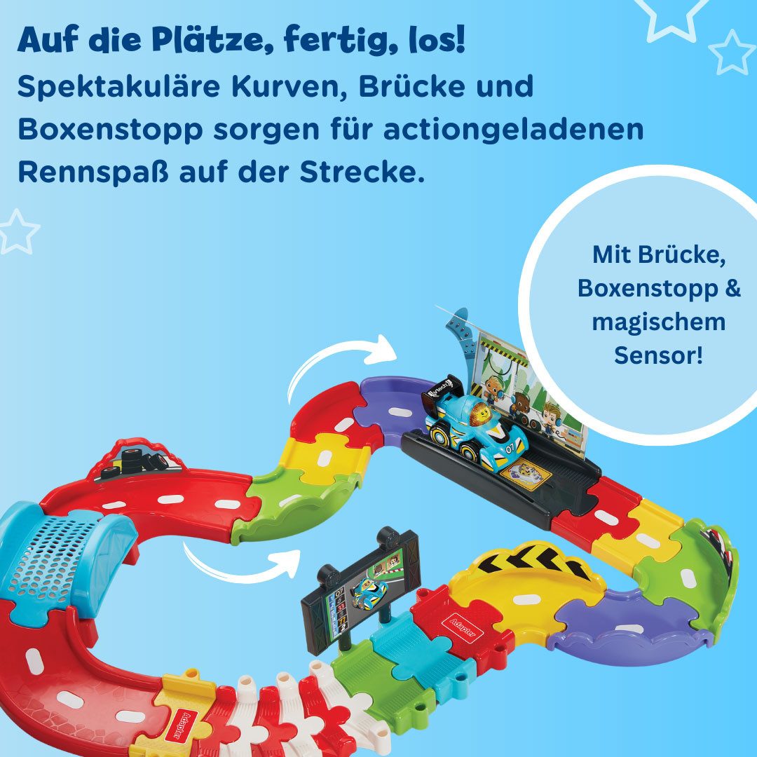 Vtech® Autorennbahn Tut Tut Baby Flitzer - Kleine Rennstrecke, inklusive Tut Tut Baby Flitzer