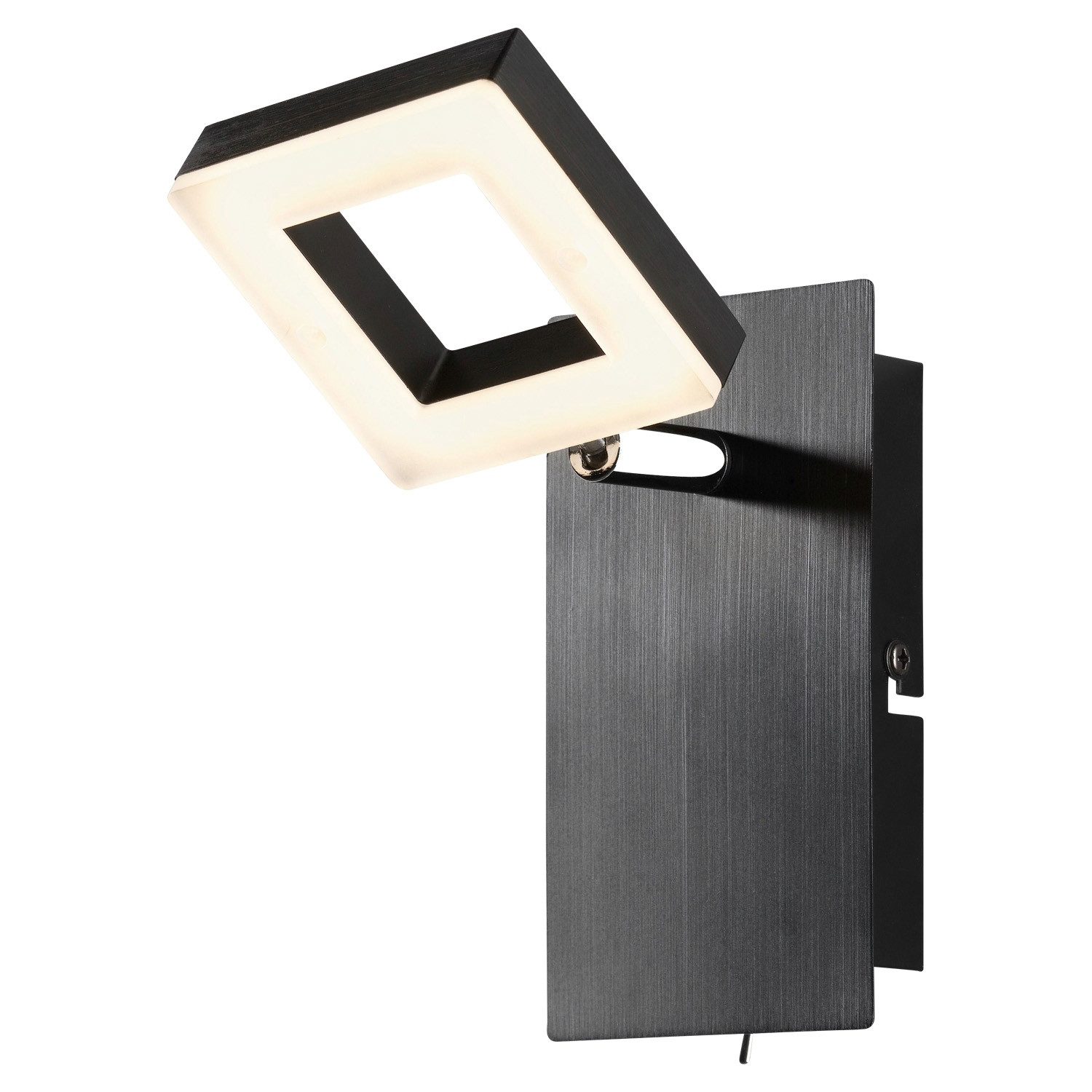 casa NOVA LED Wandleuchte REAL, 1-flammig, Schwarz, Weiß, Aluminium, Acryl, LED fest integriert, Extra-Warmweiß, B 8 x H 15 x T 14 cm, mit verstellbarem Lampenschirm