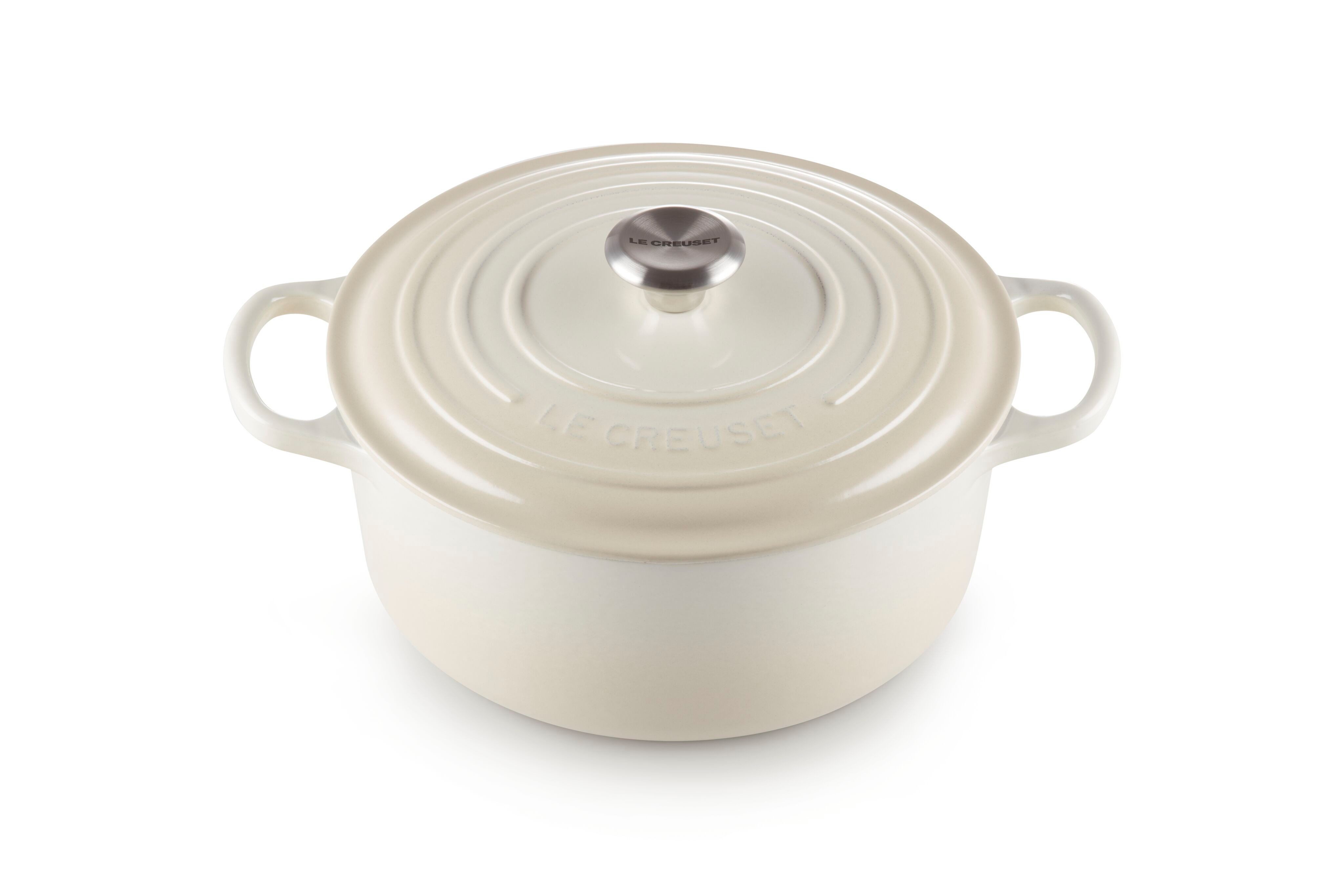 LE CREUSET Bräter Signature Gusseisen-Bräter, Gusseisen, Rund, Ø 26 cm, 4,2 l, 5,14 kg, Meringue, 21177267164430