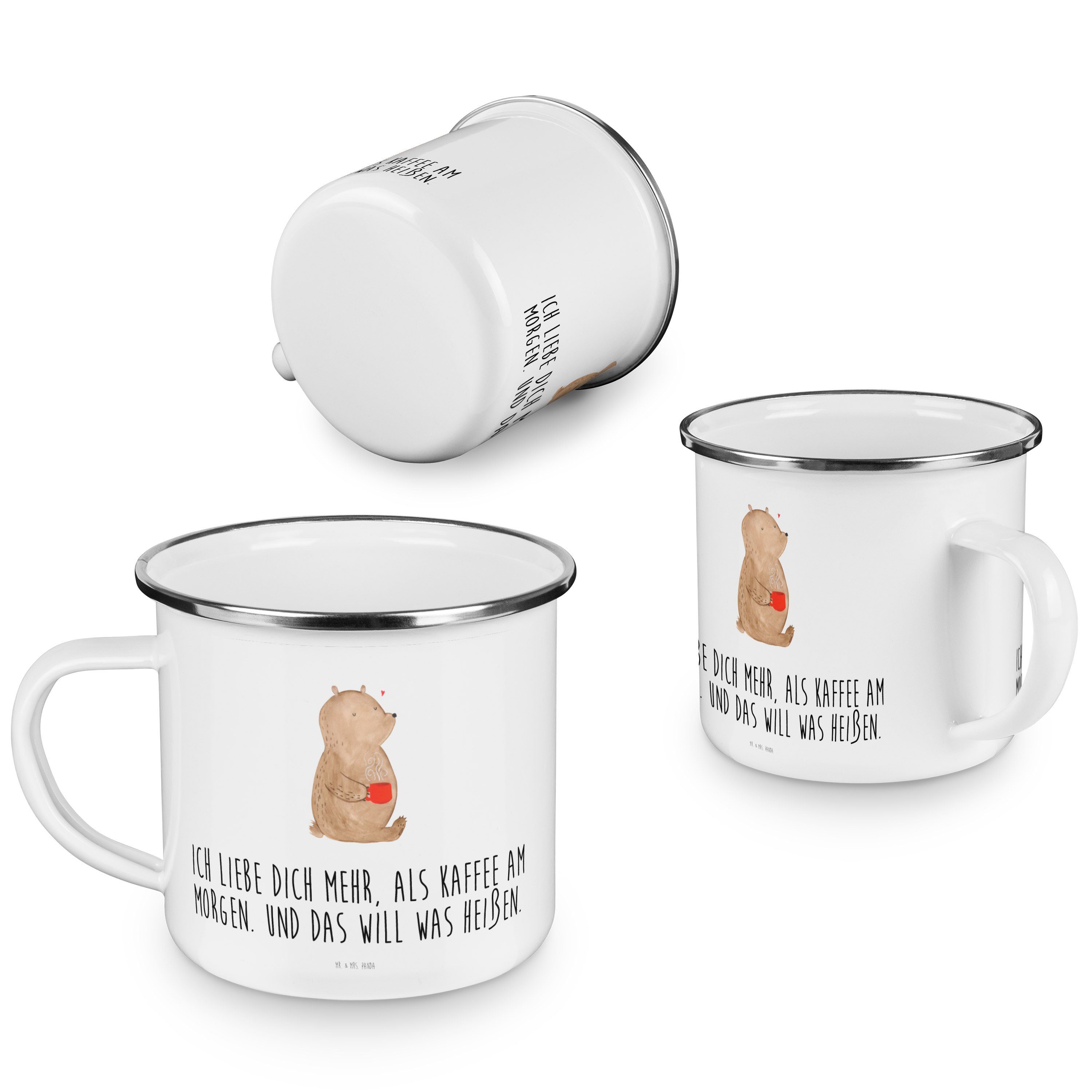 Mr. & Mrs. Panda Becher Weiß Em, Emaille - Bär Blechtasse Geschenk, - Morgenkaffee Outdoor, Jahrestag