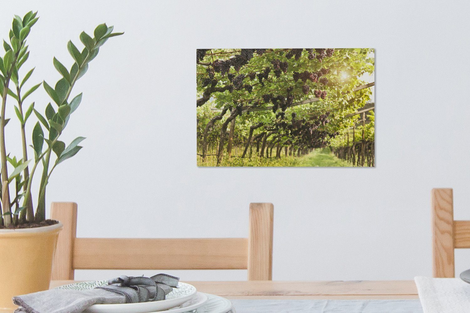 Leinwandbild 30x20 Weinberg, Wanddeko, in einem (1 OneMillionCanvasses® St), cm Wandbild Aufhängefertig, Weintrauben Leinwandbilder,