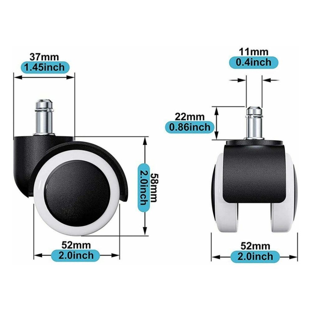 Rollen Drehstuhlrollen Stuhl Räder, Stuhl Bürostuhl Caster BlingBin Stuhlrolle (5er/Set, 5-St), 5x Wheels für für Ersatz Rollenset