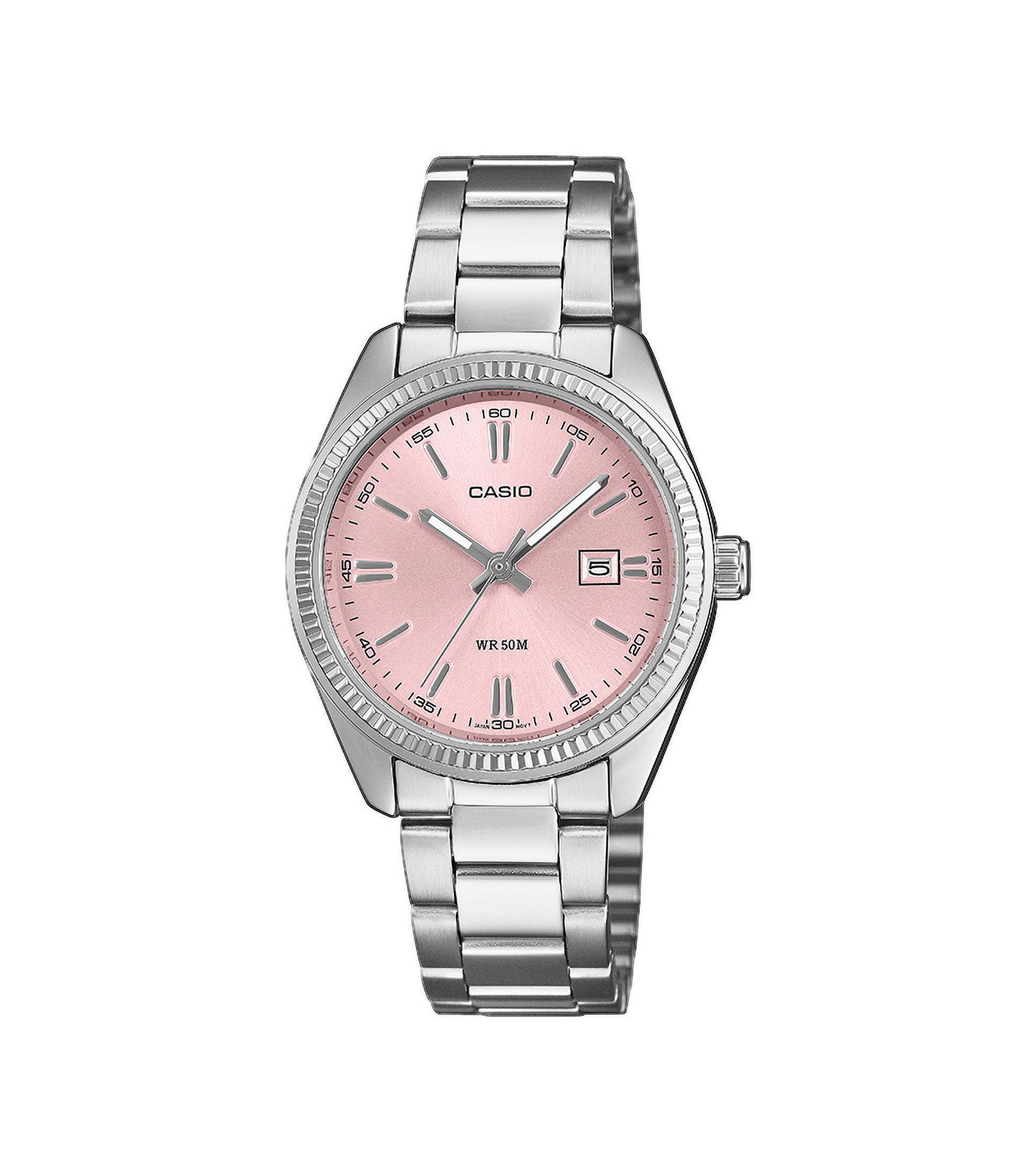 CASIO TIMELESS COLLECTION Quarzuhr LTP-1302PD-4AVEF, Armbanduhr, Damenuhr, Edelstahlarmband, analog, Tag, Neo-Display