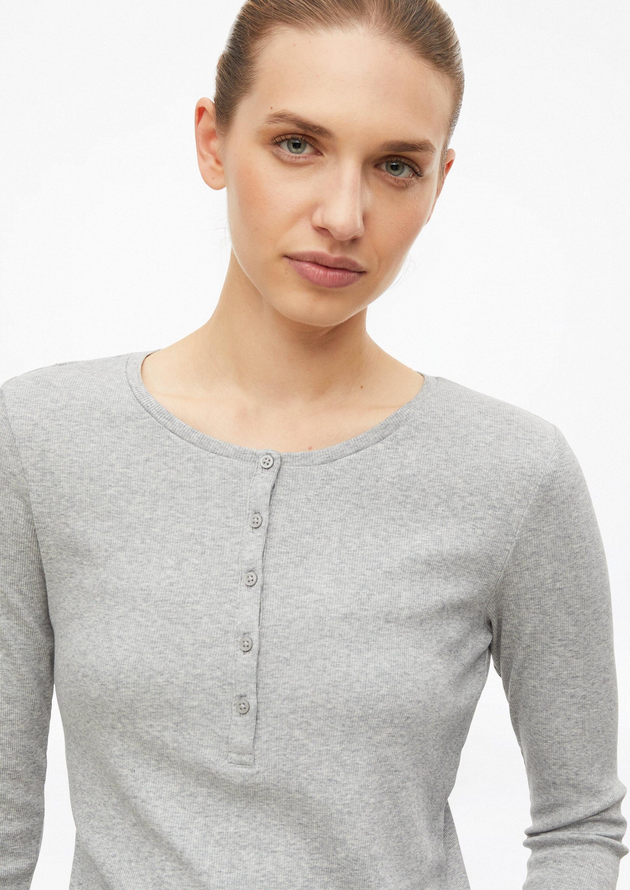 s.Oliver Langarmshirt T-Shirt Geripptes Henley-Shirt – Bild 4 von 5