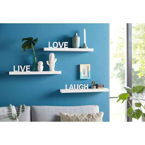 my home Deko-Wandregal Live - Love - Laugh, Set 3-tlg., Dekoregal, Wanddeko, mit Schriftzug