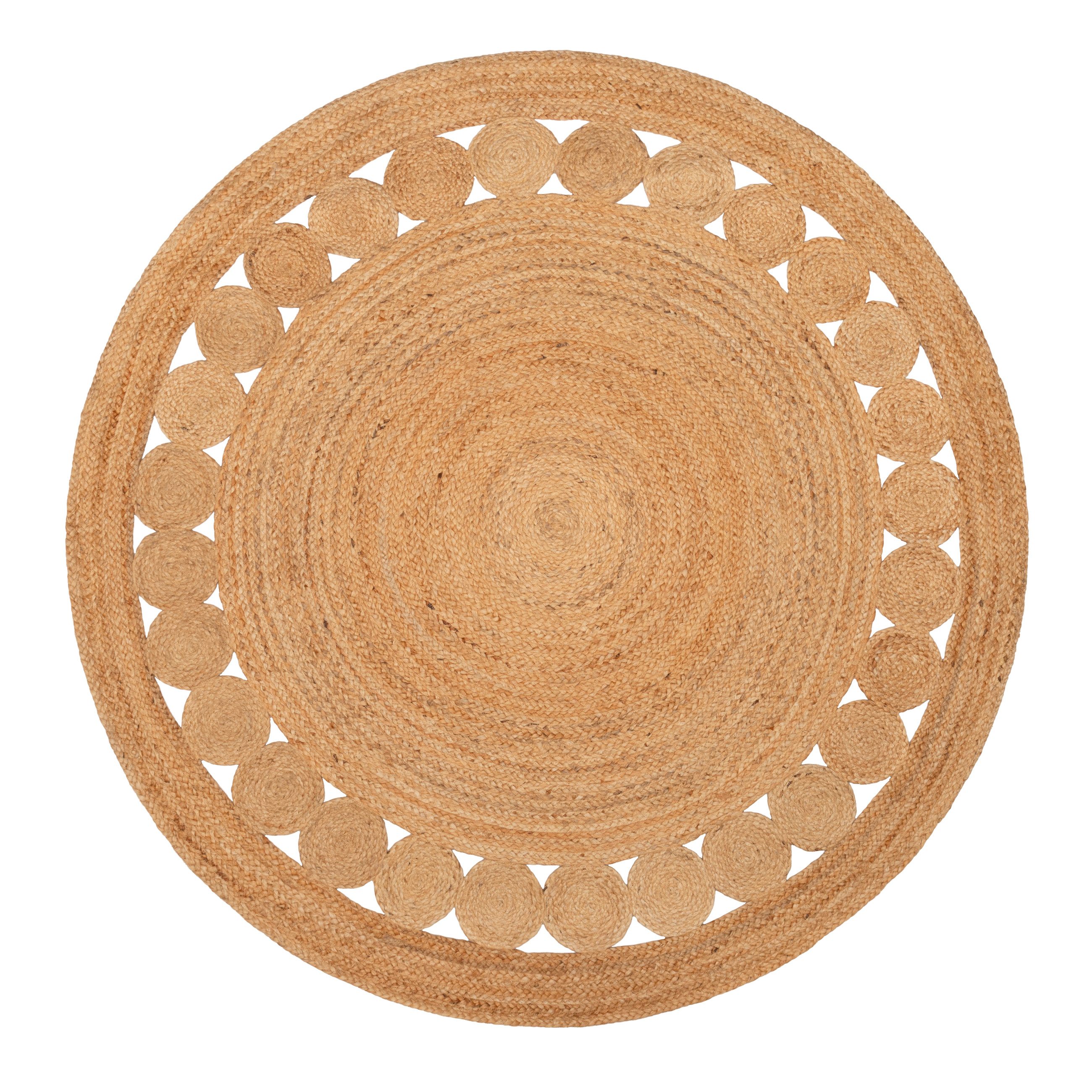 Tapiso Designteppich JUTE, rund, Höhe: 4 mm, 100% Naturfaser, Wohnzimmer, E günstig online kaufen