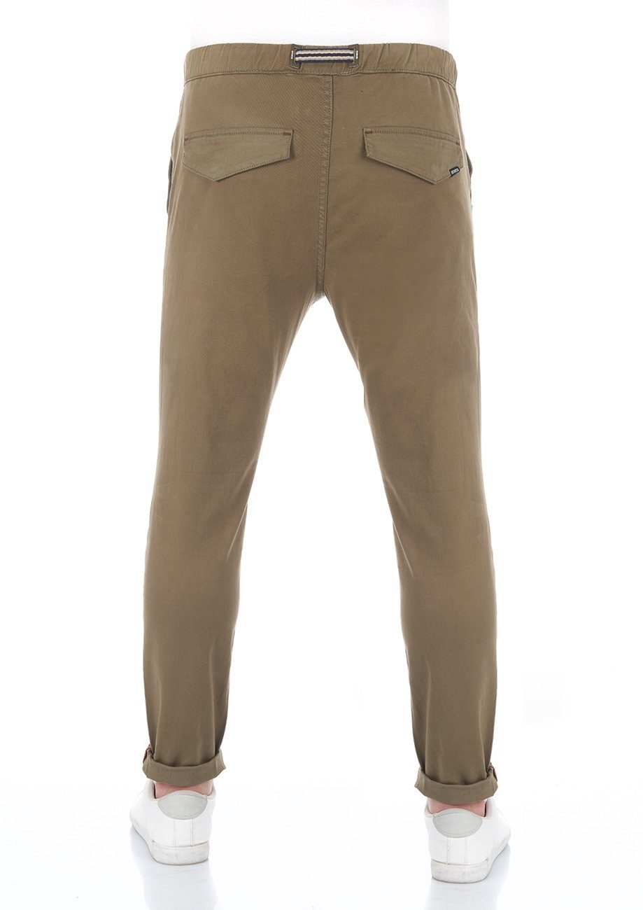 riverso Chinohose Herren Stoffhose RIVMalte Slim Fit Stretch Freizeithose mit Gürtel
