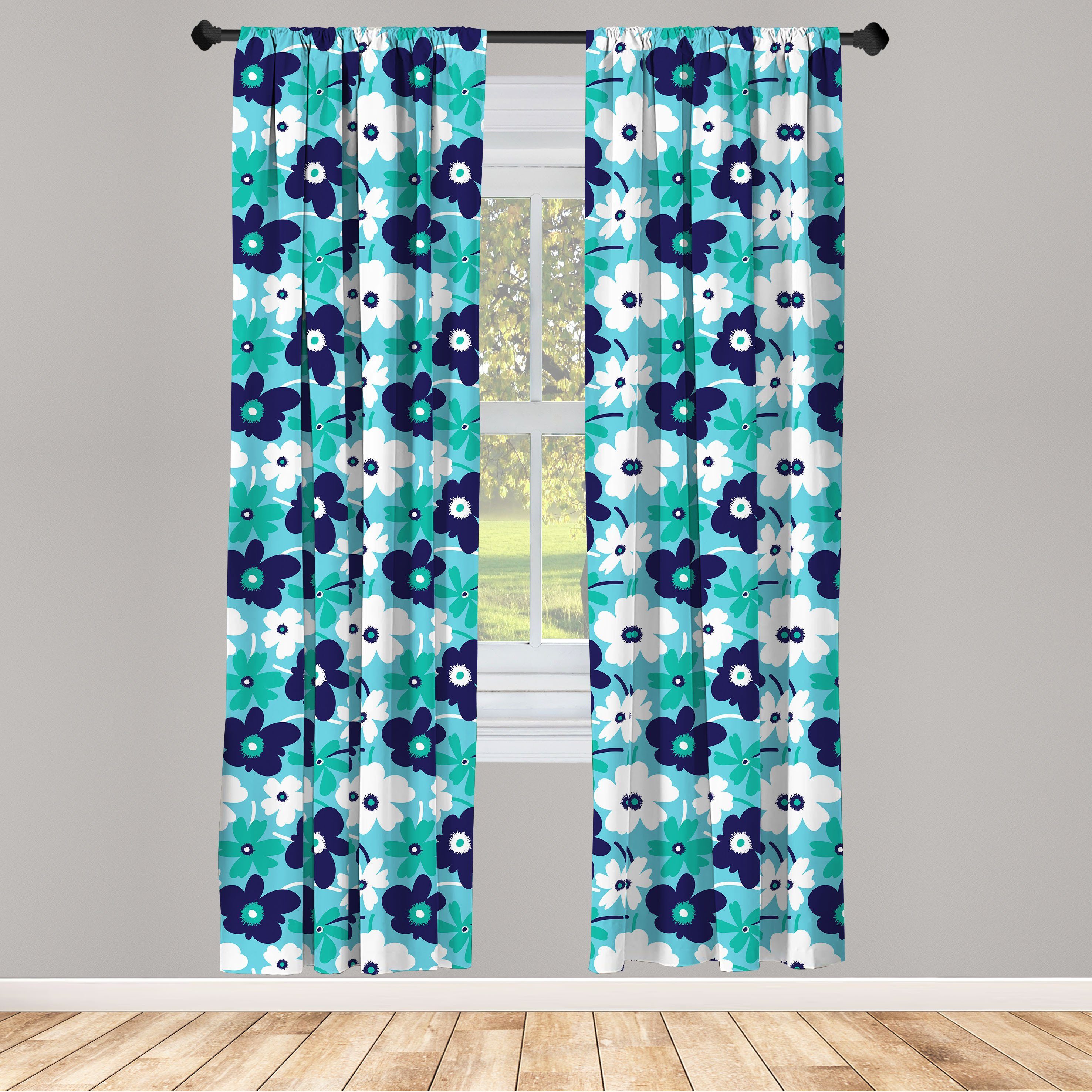 Gardine Vorhang für Wohnzimmer Schlafzimmer Dekor, Abakuhaus, Microfaser, Wasser Frühlingsblumen