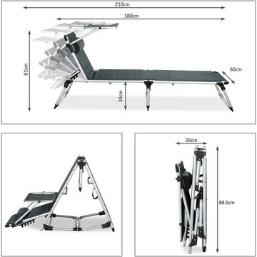 Casaria Gartenliege Bari, Comfort Plus klappbar gepolstert 150kg belastbar 210x60x81cm Garten