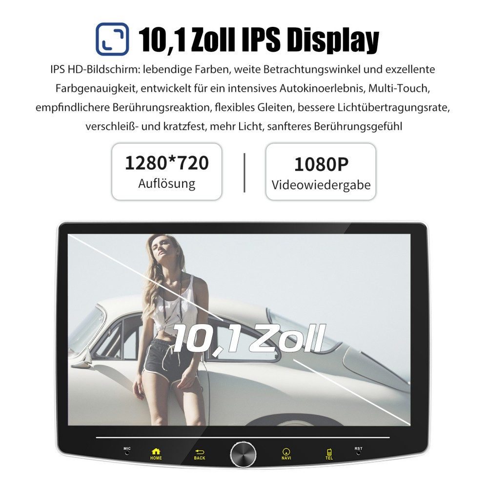 ESSGOO Android 15 Carplay Autoradio GPS RDS BT 1 DIN 360° Drehbar Bildschirm Autoradio (RDS, Digitalradio (DAB), FM, AM) – Bild 5 von 5