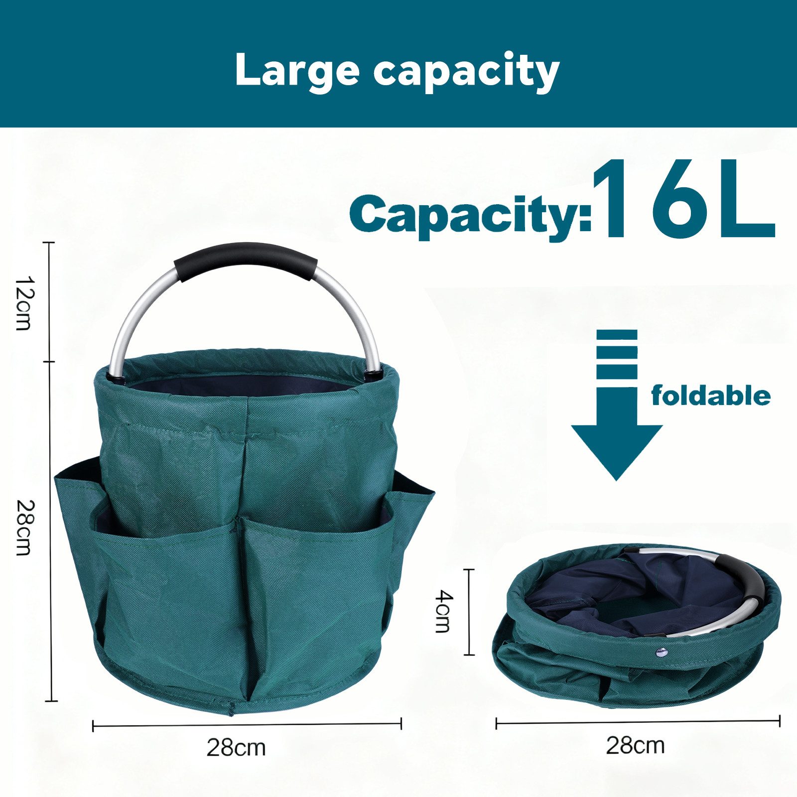 Youyijia Werkzeugtasche 16L Faltbarer Werkzeugtasche Organizer Hauptfach mit 6 Taschen