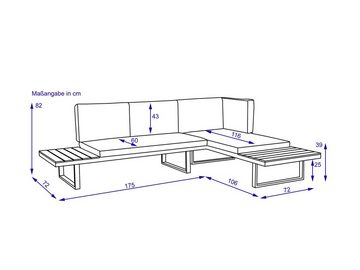 Outdoor Gartenlounge-Set Loungeecke Outdoor DUBAI grau Garten-Sofa Loungesofa Outdoorsofa