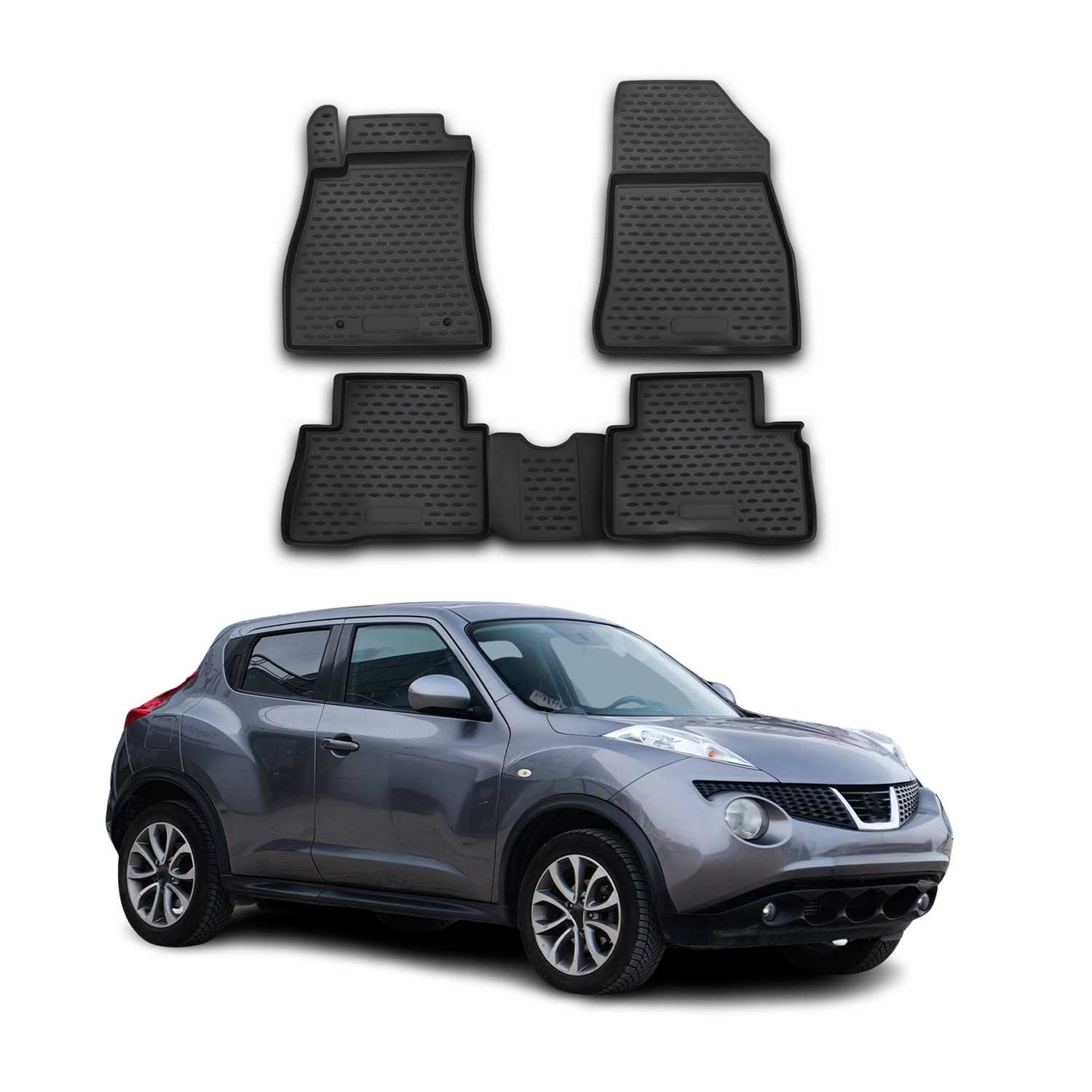 Auto-Fußmatten für Nissan Juke 2010-2019 Schwarz 4 tlg TPE