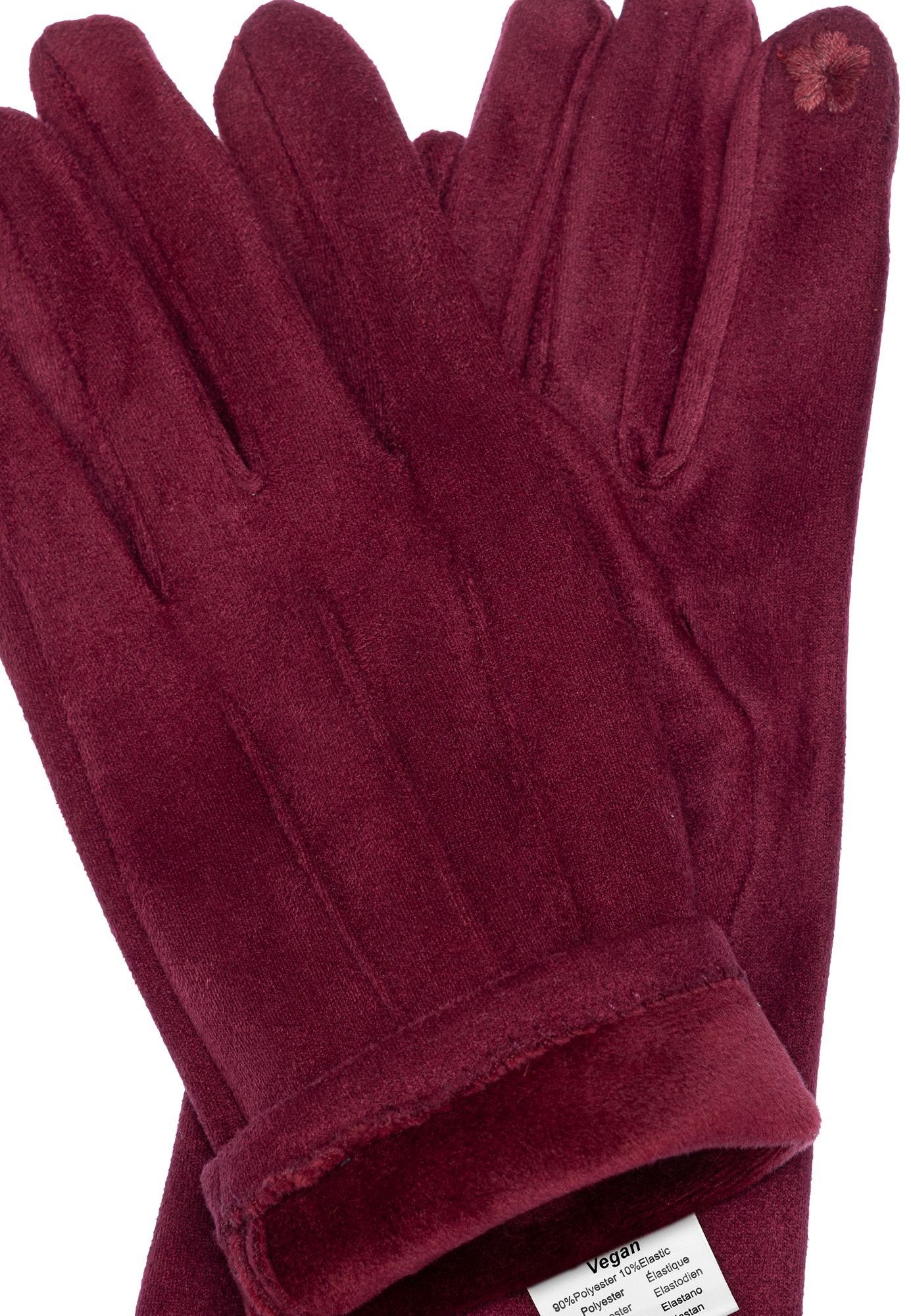 Caspar Strickhandschuhe GLV014 klassisch Handschuhe uni 3 weinrot elegante mit Damen Nähten