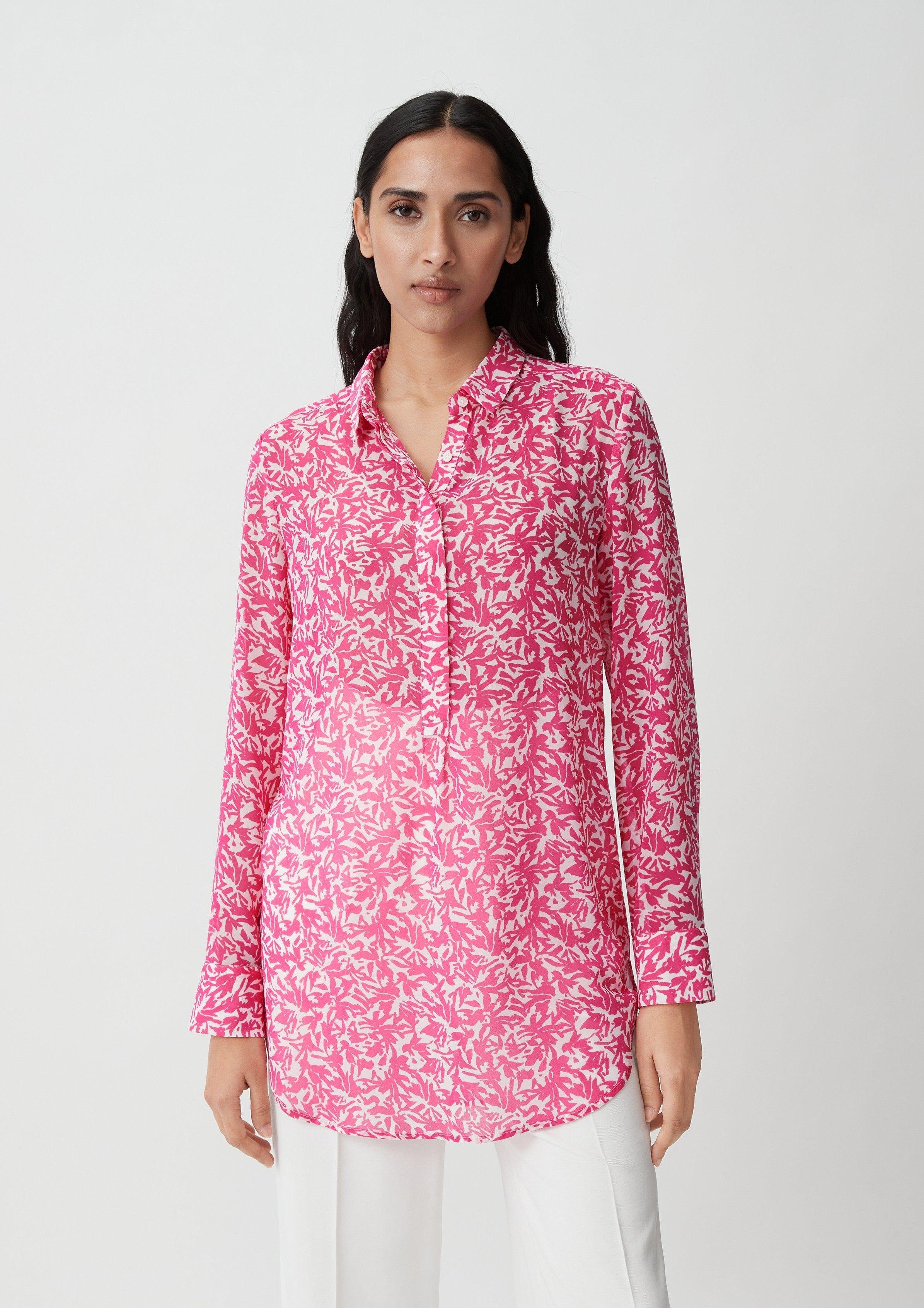 Langarmbluse Chiffonbluse mit Allovermuster