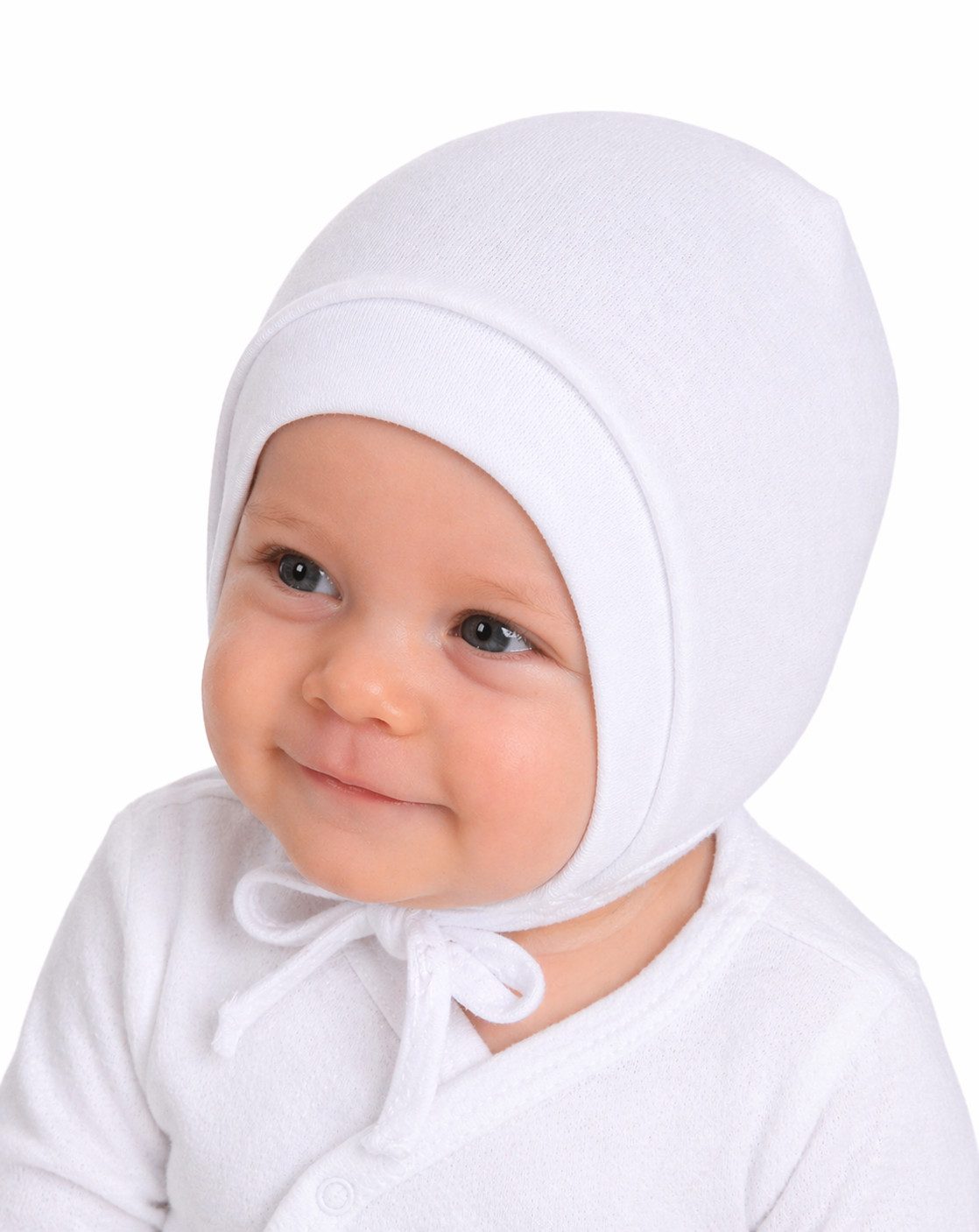 La Bortini Erstlingsmütze Mütze für Neugeborene Baby Haube Mützchen in Weiß aus reienr Baumwolle, 32 34 36 38 40 42 44