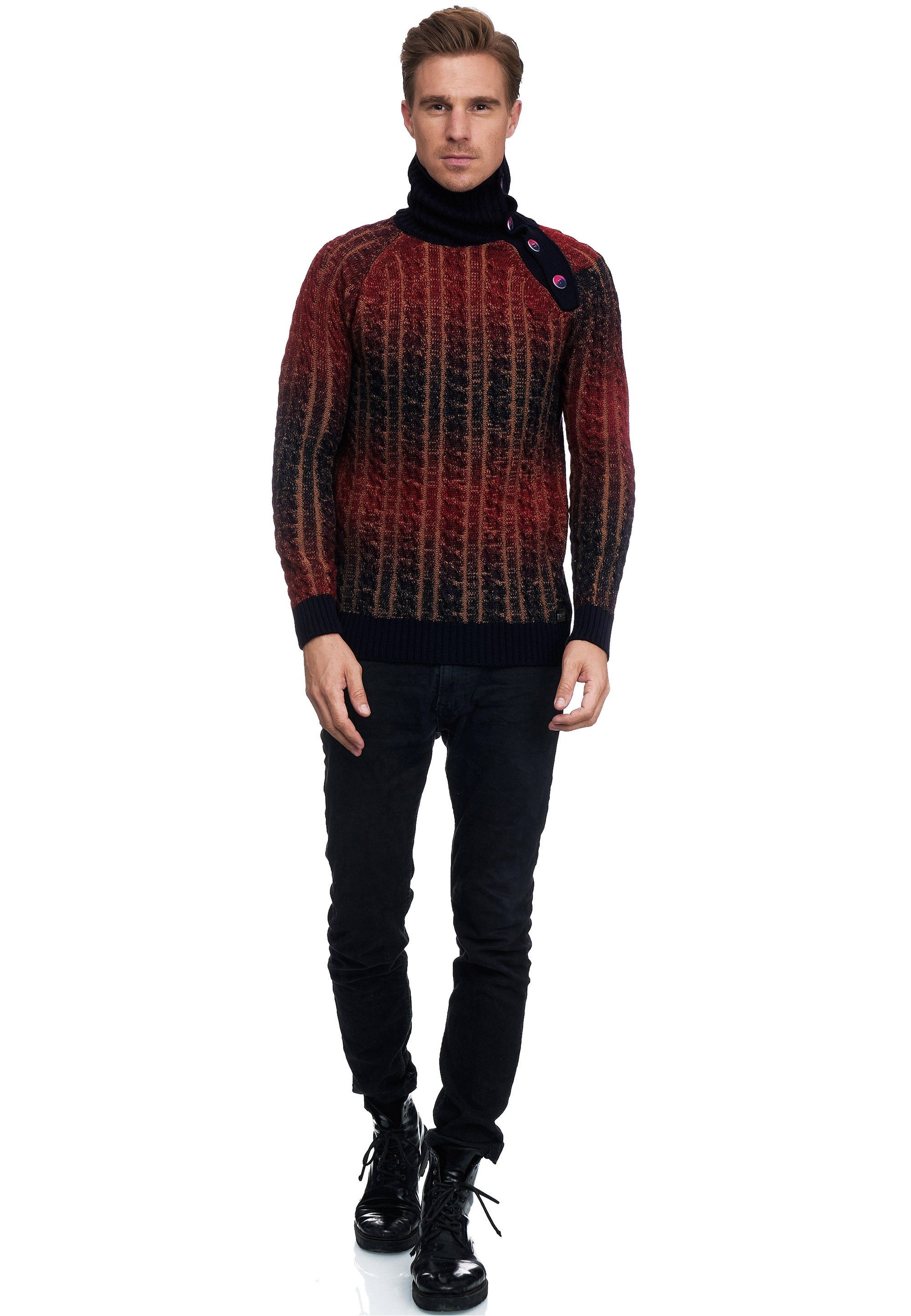Rusty Neal Strickpullover mit kuscheligem Stehkragen