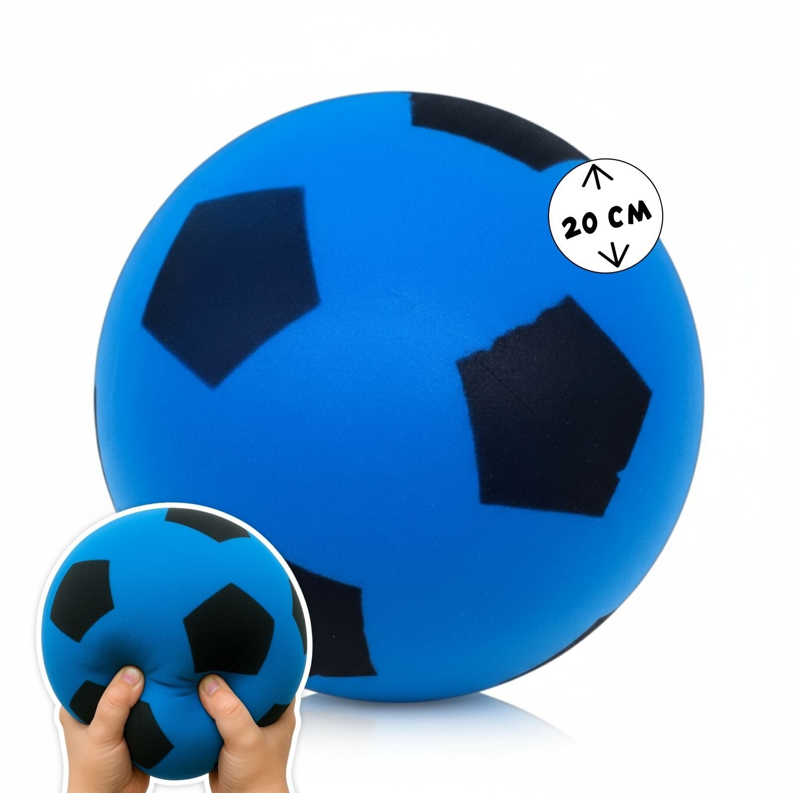 alldoro Softball Schaumstoff-Ball blau Ø 20 cm, weicher Soft-Fußball für Kinder, Sicherer Kinderball für drinnen & draußen, geeignet ab 0 Jahren