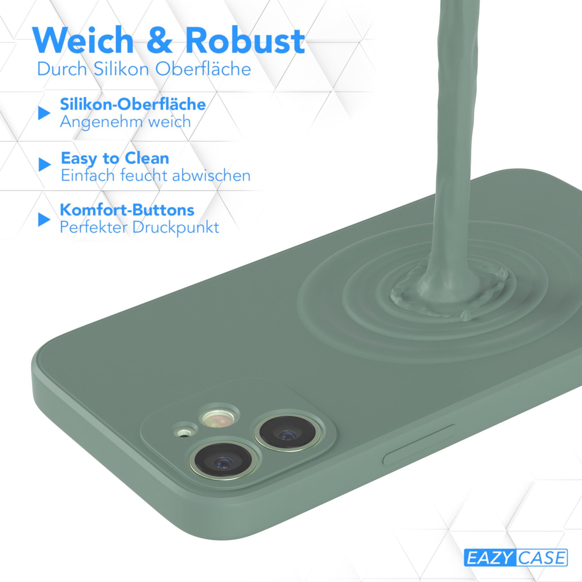 EAZY CASE Handyhülle für Apple iPhone 12 Mini Hülle Silikon 5,4 Zoll, Schutzhülle mit Kameraschutz stoßfest telefonhülle Matt Dunkelgrün – Bild 5 von 5