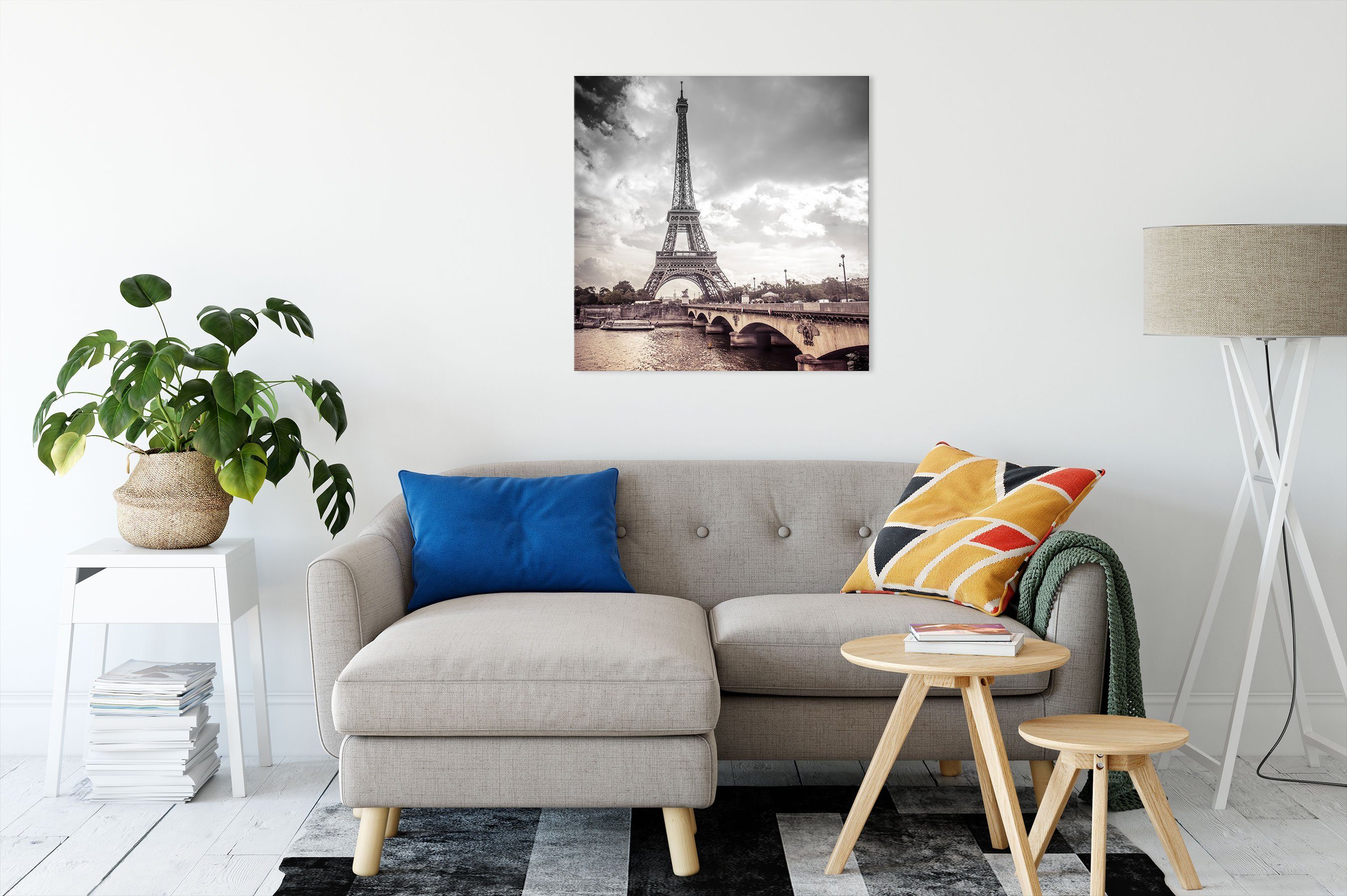 fertig Pixxprint Paris, Leinwandbild Eiffelturm in Eiffelturm (1 Zackenaufhänger in bespannt, Leinwandbild Paris St), inkl.