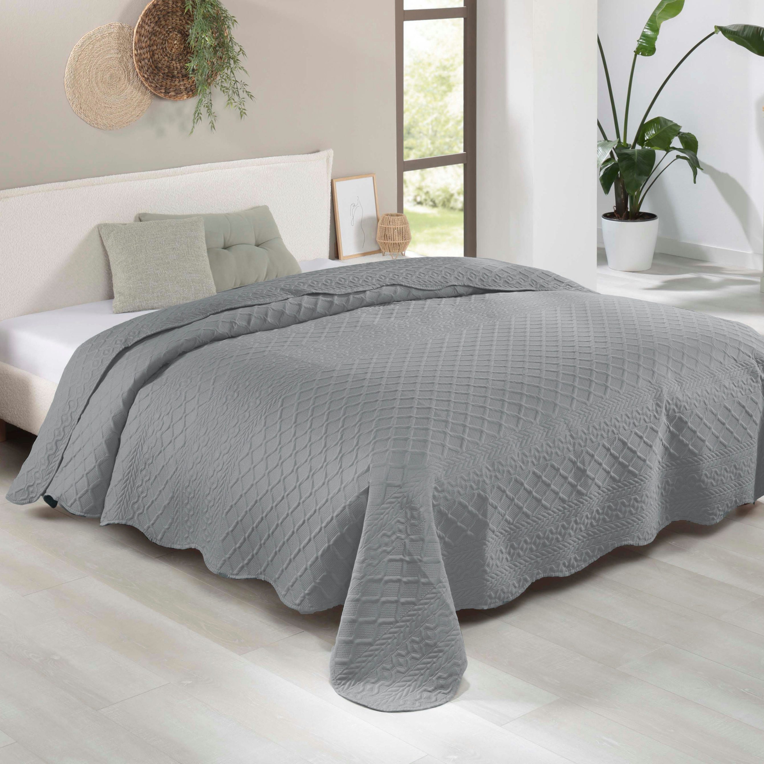 Delindo Lifestyle Tagesdecke Rocco, 3D Steppmuster Struktur, elegant, Bettüberwurf in 220x240 cm