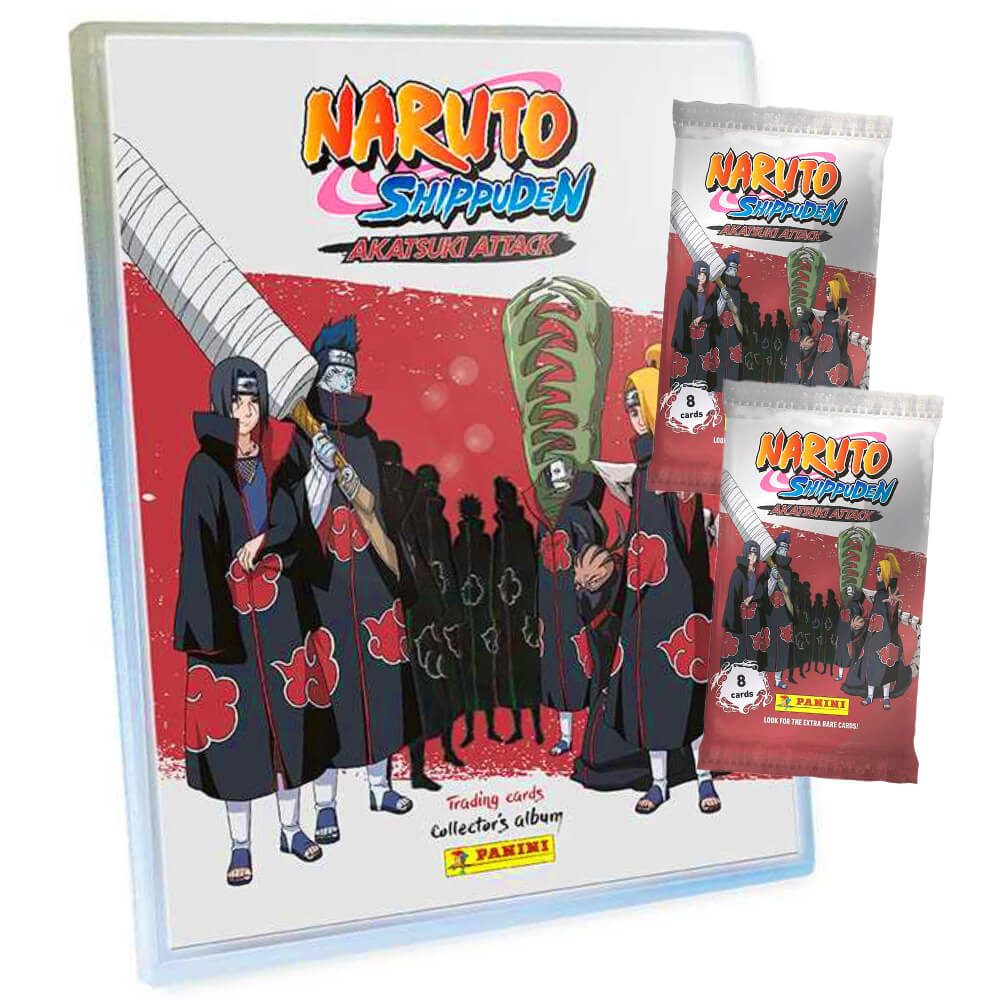 Panini Sammelkarte Naruto Shippuden Karten - Akatsuki Attack Trading Cards (2024), Naruto Shippuden Karten - 1 Mappe + 2 Booster