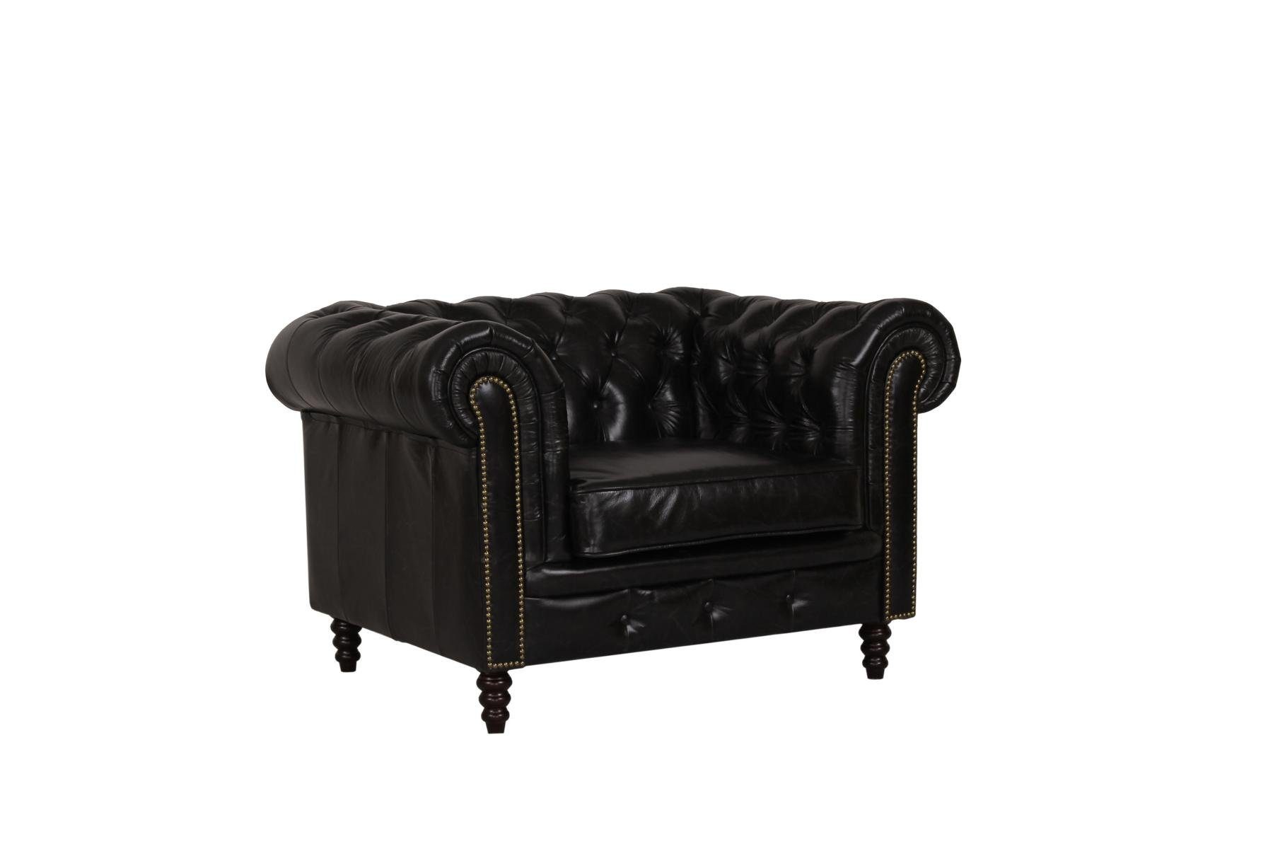 Salottini Polstergarnitur Chesterfield Deluxe 3/2/1, schwarz Excellent Sofagarnitur