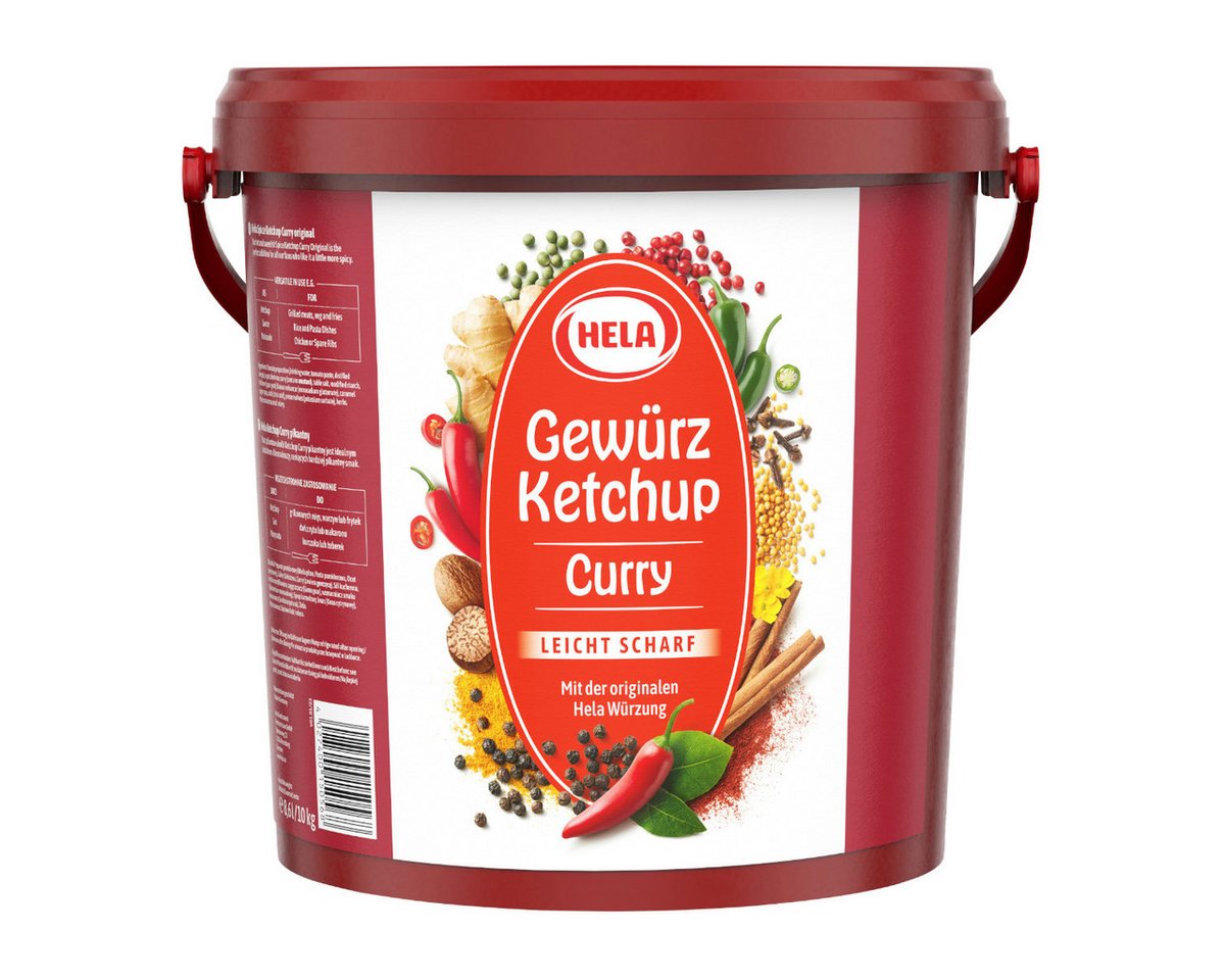 HELA Saucen, Hela Gewürz Ketchup Curry leicht scharf im Geschmack Eimer 10kg
