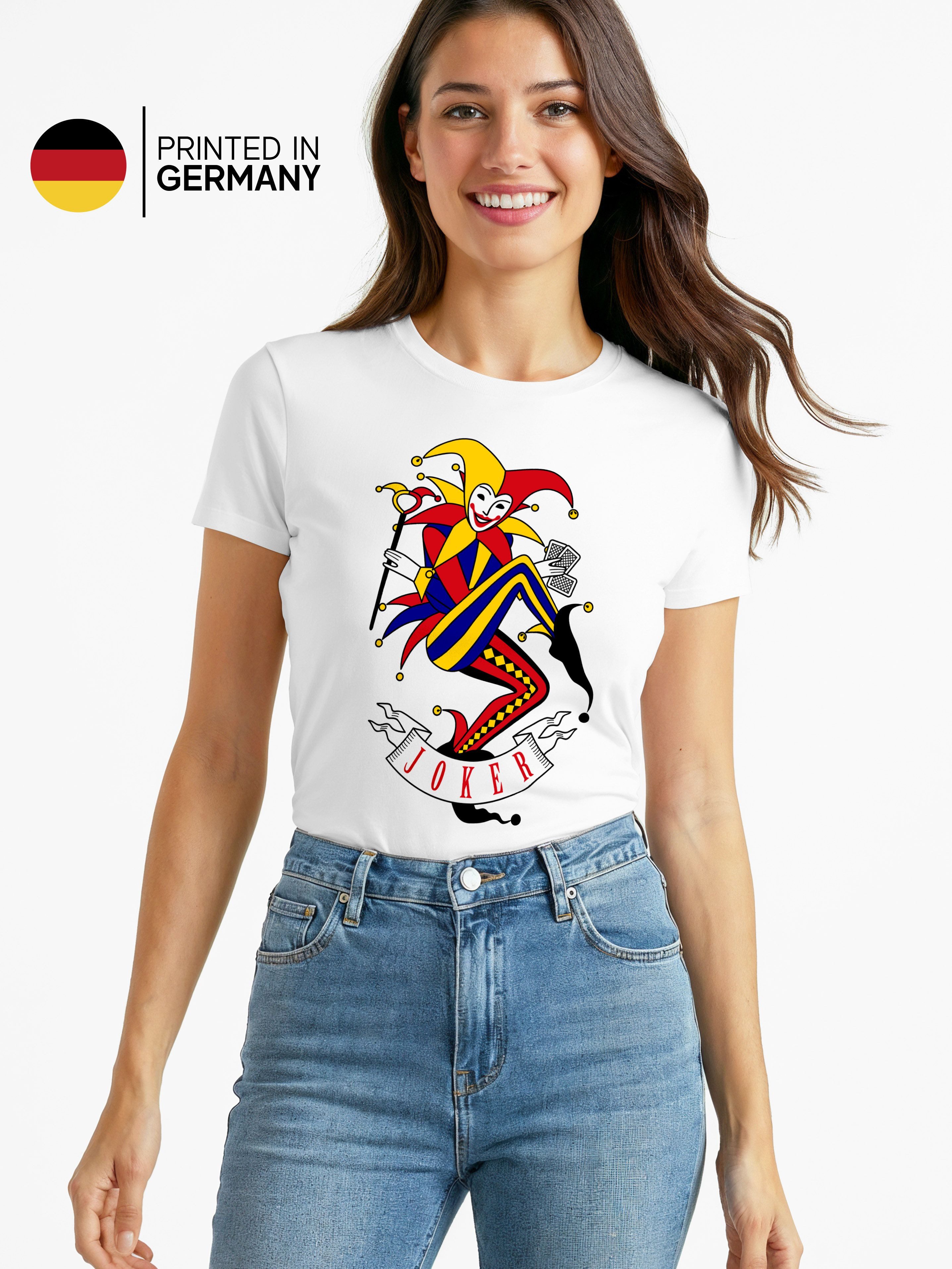 MoonWorks Print-Shirt Damen T-Shirt Kartenspiel Kostüm Spielkarten Gruppenkostüm Karten mit Print