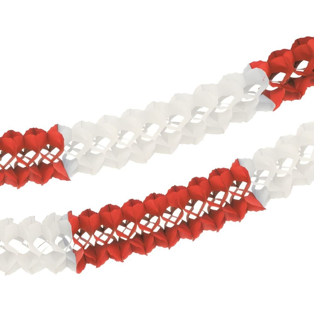 PAPSTAR Girlande Großraumgirlande, Papier Ø 16 cm, 10 m rot/weiss schwer entflammbar
