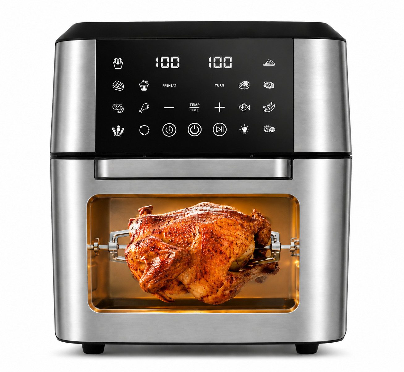 PHILODECO Heißluftfritteuse Mini-Backofen 12L, 1800W, 10 Programme, Sichtfenster, Innenbeleuchtung, 1800 W, Innenbeleuchtung, Timer, 7 Anhänge