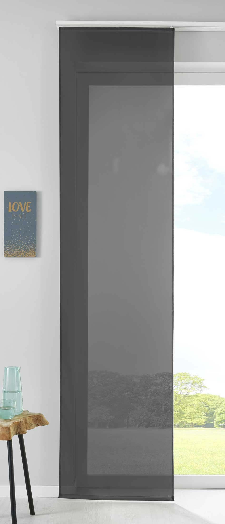 Gardinenbox Schiebegardine (1 St), Paneelwagen, transparent, Flächenvorhang Voile inkl. Paneelwagen Beschwerungsstange 85589N