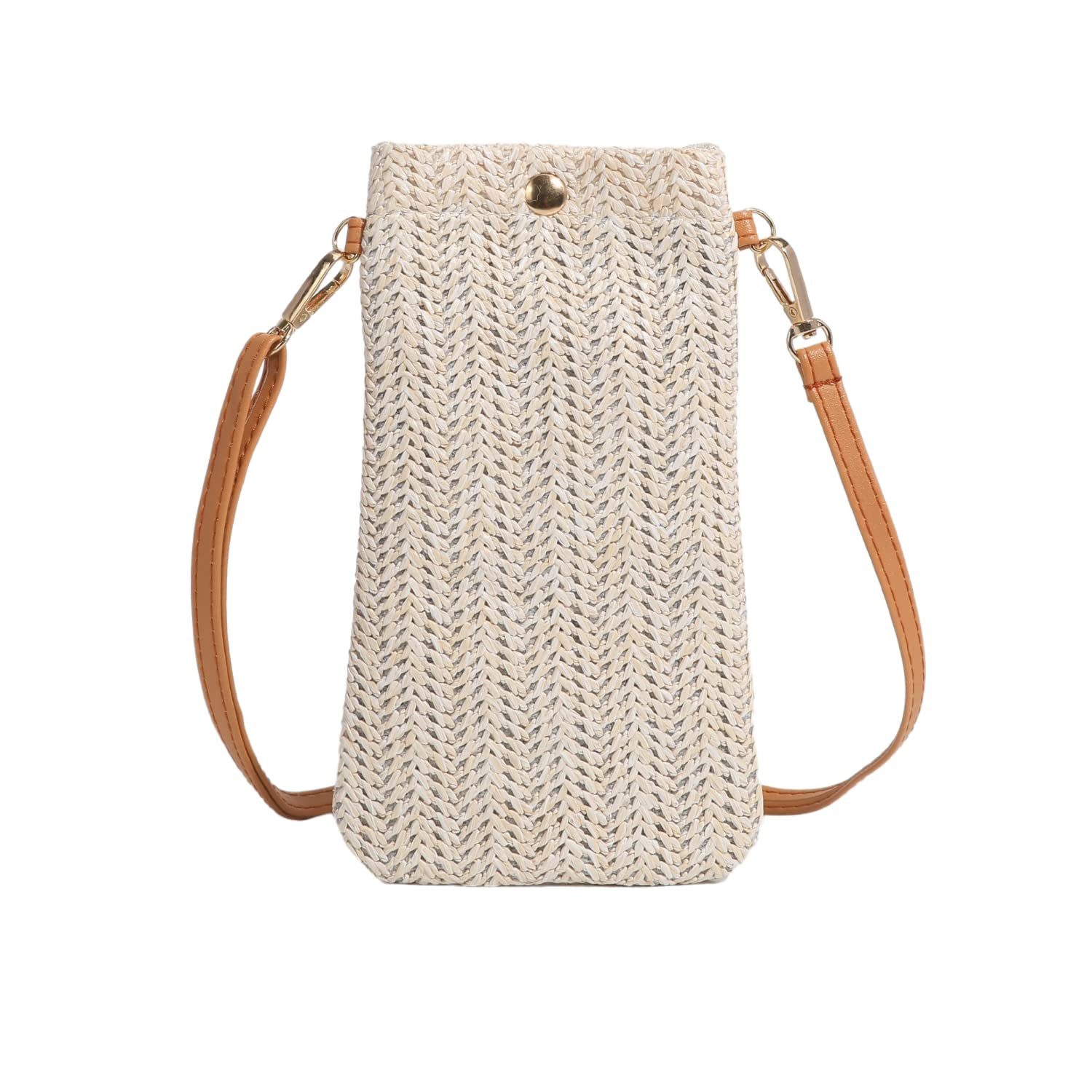 Coonoor Handytasche Umhängetasche Damen, Strohtaschen für Frauen Crossbody Strand Tasch – Bild 5 von 5