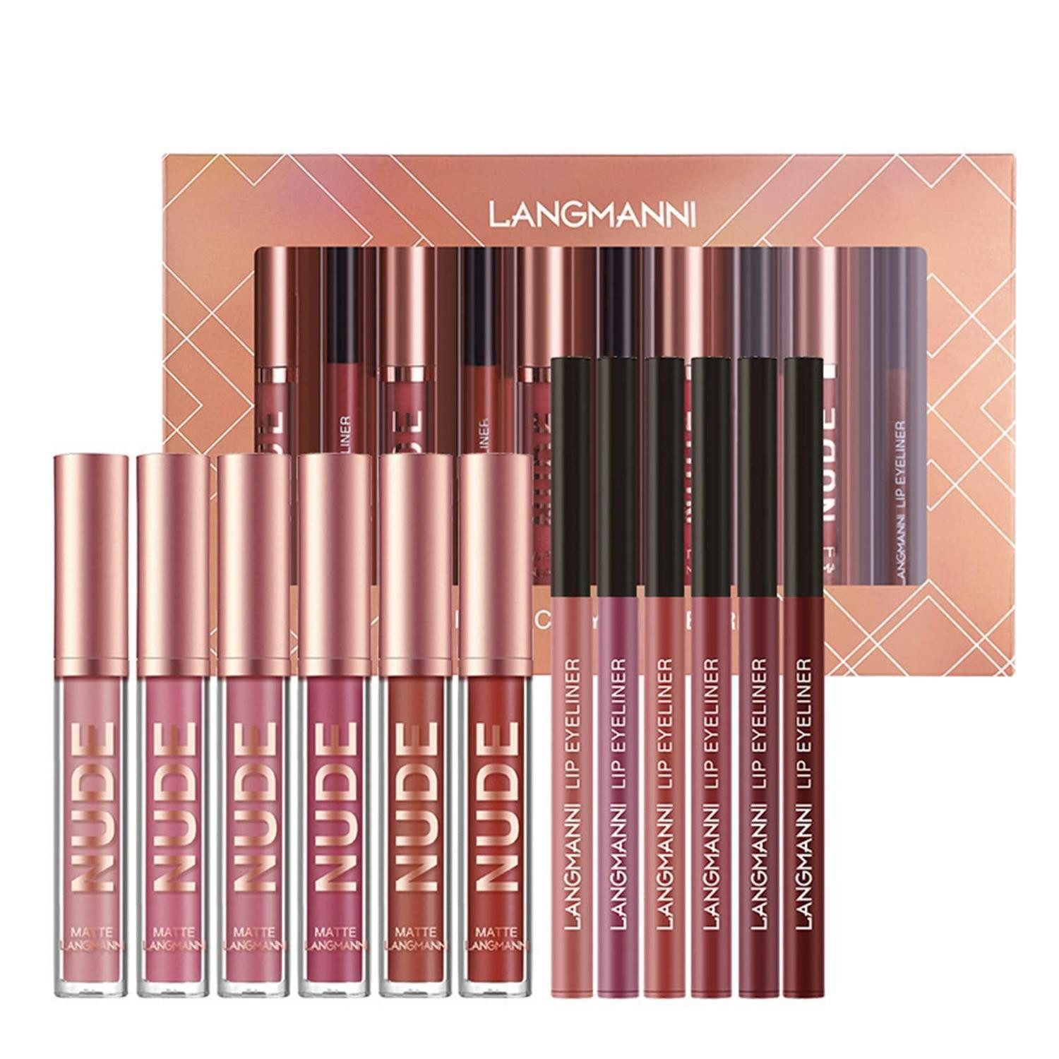 LuxusKollektion Lippenstift-Set Lippenstift Set 12 Matte Nudetöne Wasserdicht