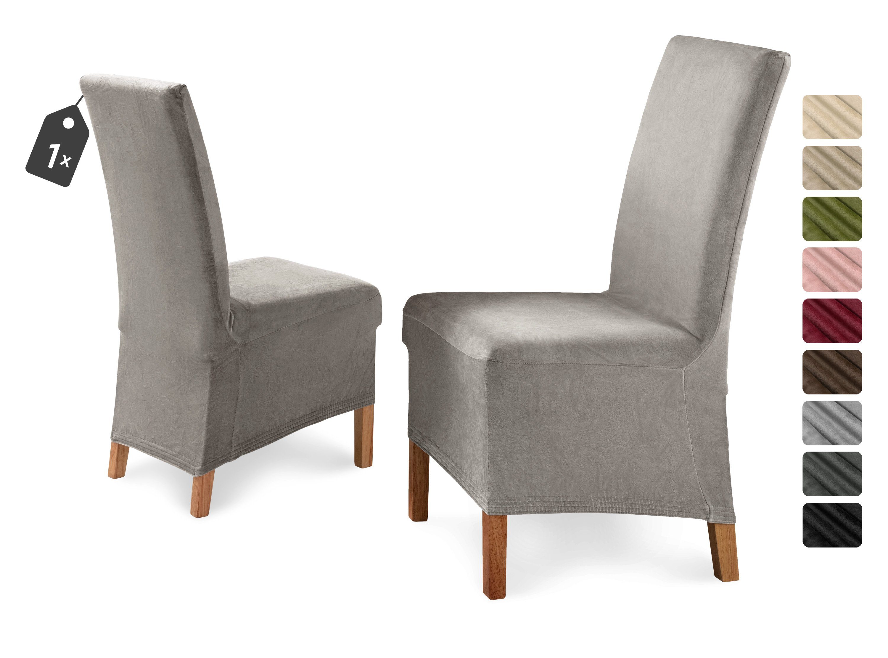 Beautex Stuhlhusse Eva Чехлы на стулья Lang, Samt Stuhlbezug, elastische Stretch Husse