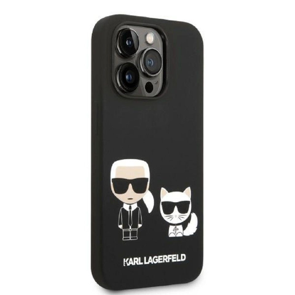KARL LAGERFELD Handyhülle Case iPhone 14 Pro MagSafe Silikon Katze schwarz 6,1 Zoll, Kantenschutz