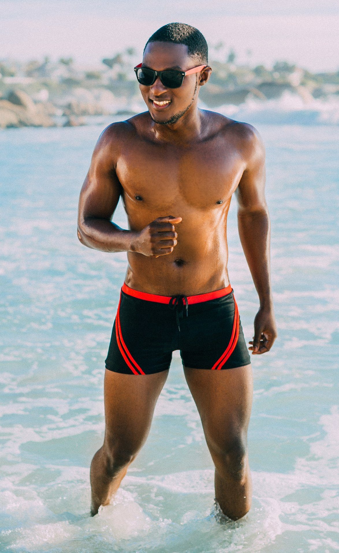 Boxer-Badehose Badehose Herren Schnelltrocknende Beachshorts Badeshorts enganliegend