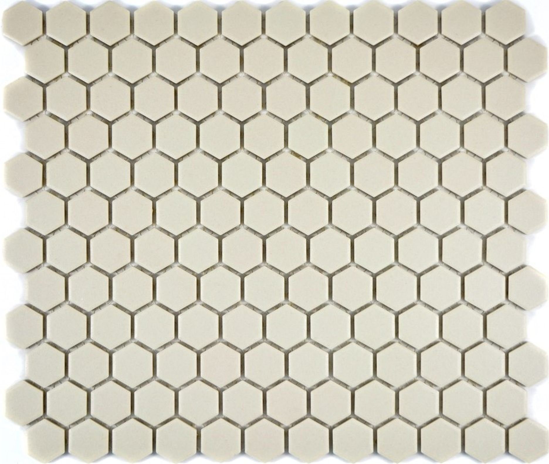 Mosani Bodenfliese Sechseck Mosaik Fliese Keramik weiss hellbeige rutschsicher Boden