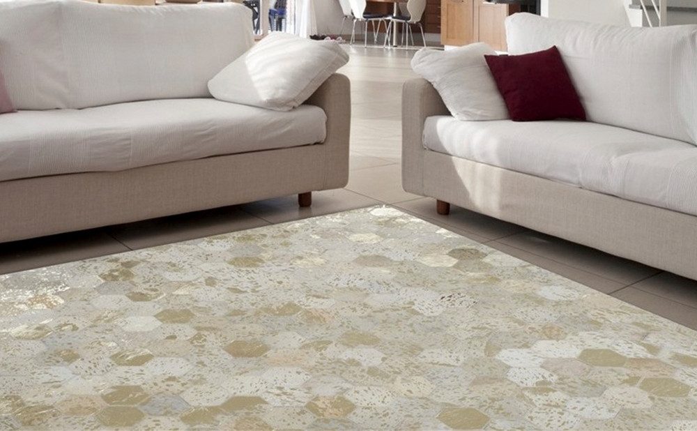 Kayoom Teppich Spark 210, rechteckig, Höhe: 8 mm, 100% Leder, Unikat, fusselarm, Allergiker & Fußbodenheizung geeignet