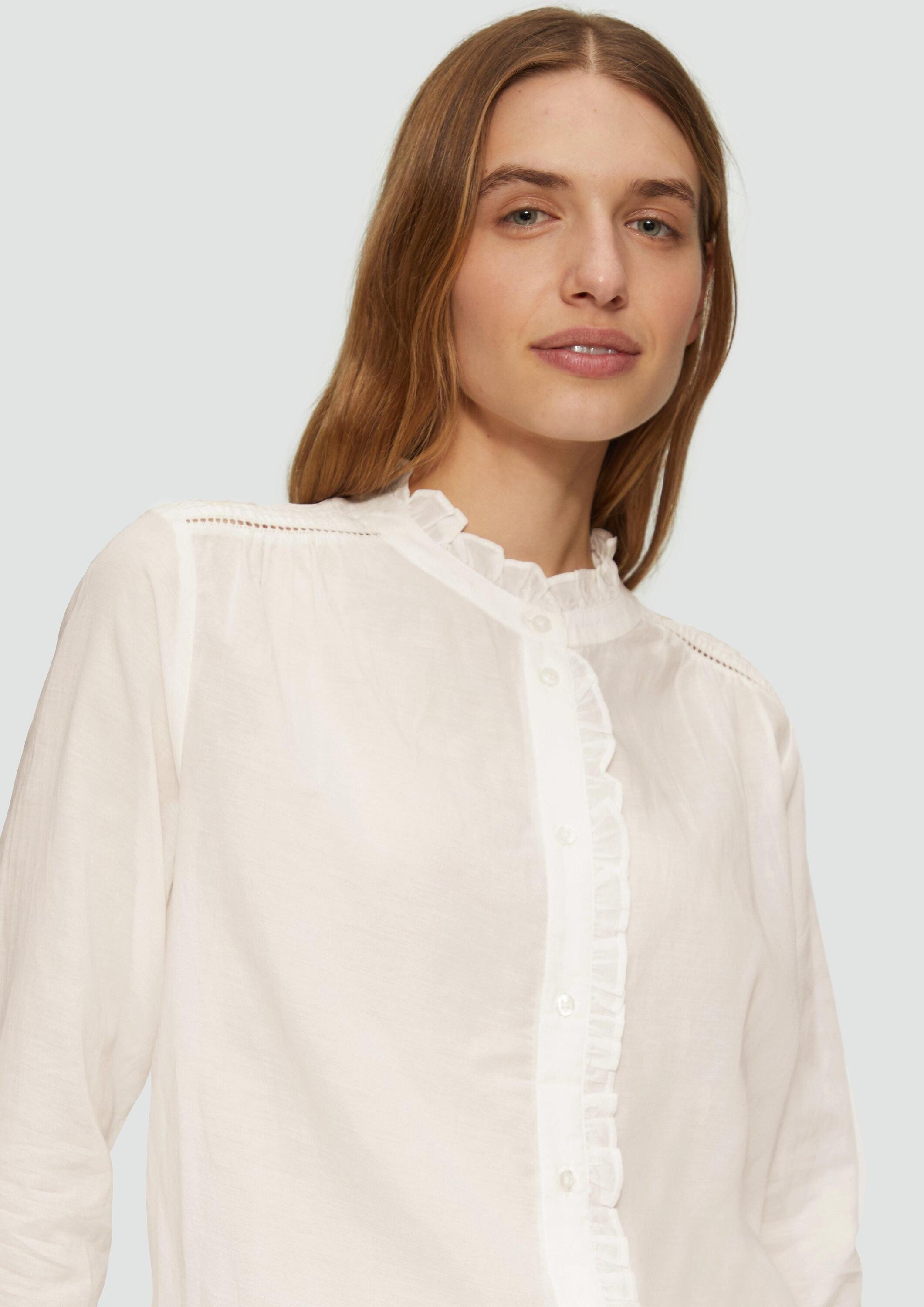 s.Oliver Langarmbluse Bluse Leicht transparente Bluse mit Rüschen-Details