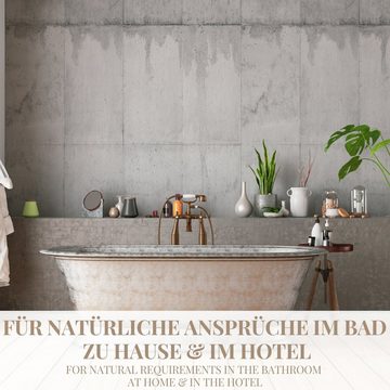 Duschmatte 50 x 70 cm natur, 2-er Pack, saugstarke Badematte ungefärbte Baumwolle Carenesse, strapazierfähige Hotelqualität, Baumwolle, Badematten Set mit Waffelmuster & Bordüre I Duschvorleger Badvorleger