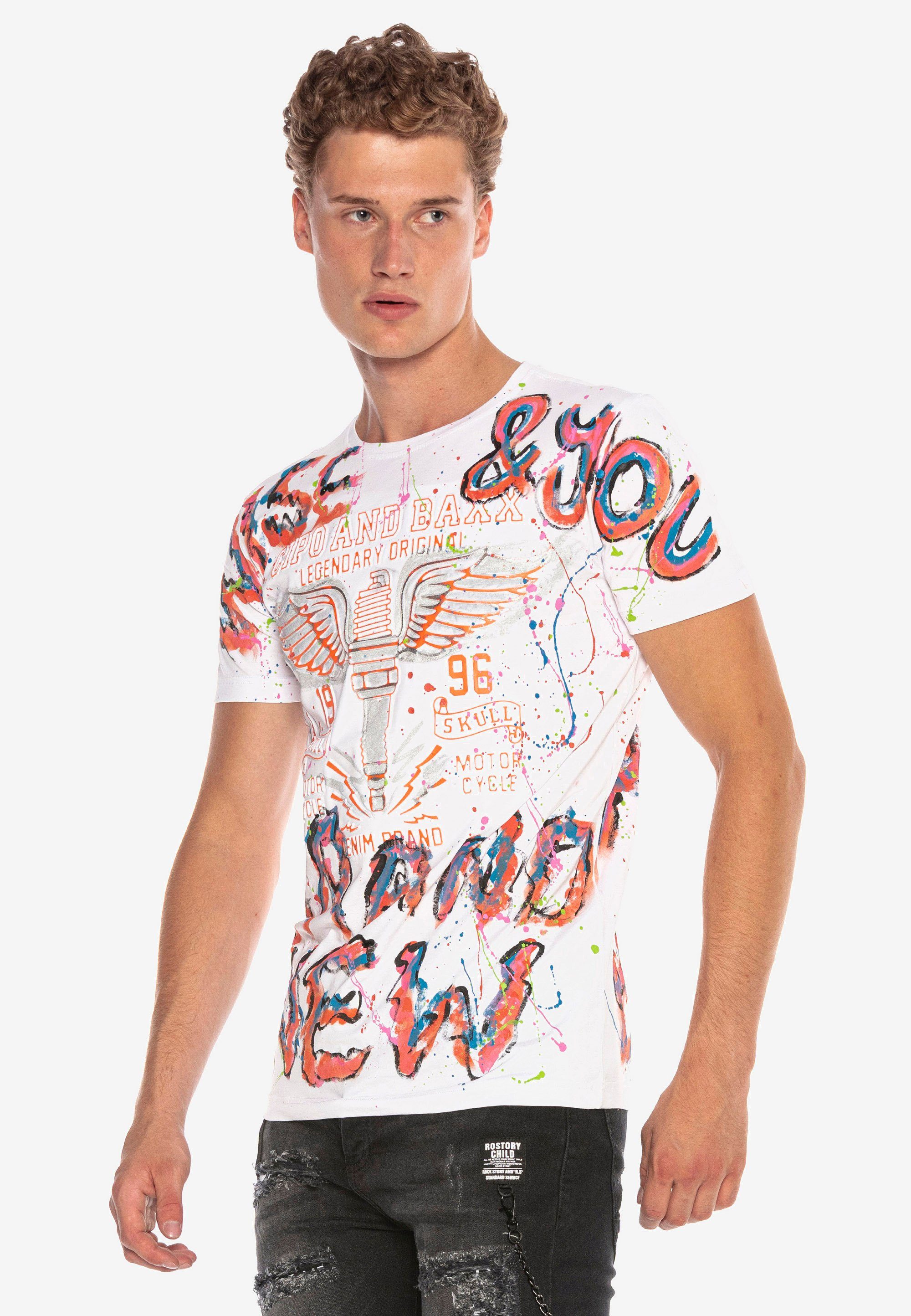 & trendigen Handpaint-Design Baxx Cipo im T-Shirt