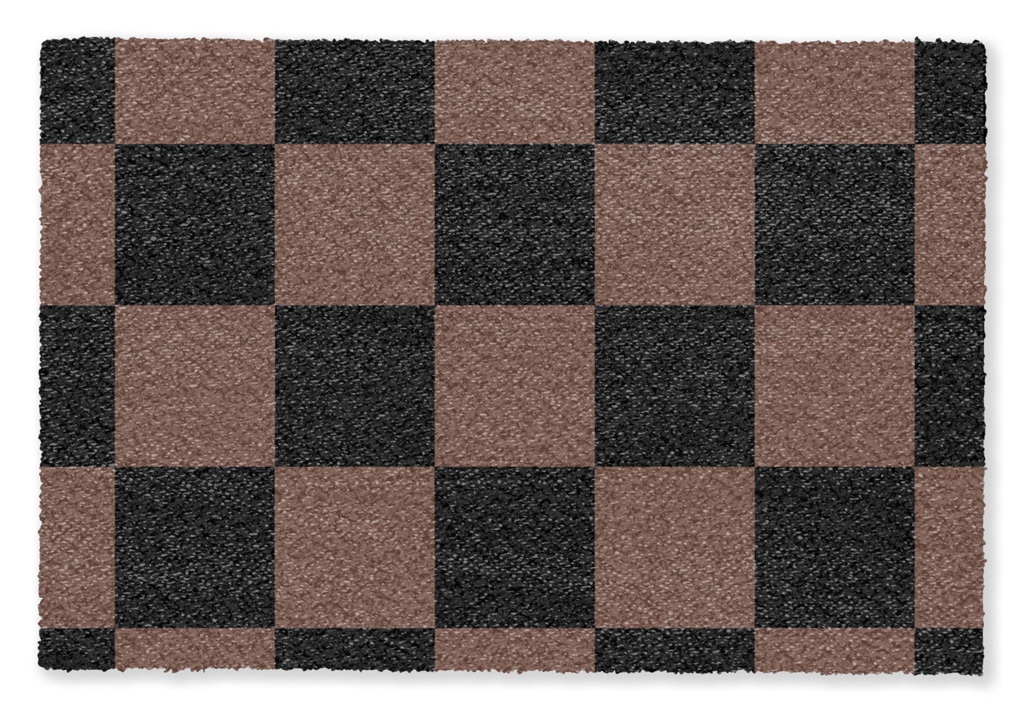 MuchoWow Fußmatte Schachbrettmuster - Braun - Schwarz - Blöcke, Rechteckig, innen Schmutzfangmatte, Tür, Schmutzfänger Flur, Teppich 60x40 cm