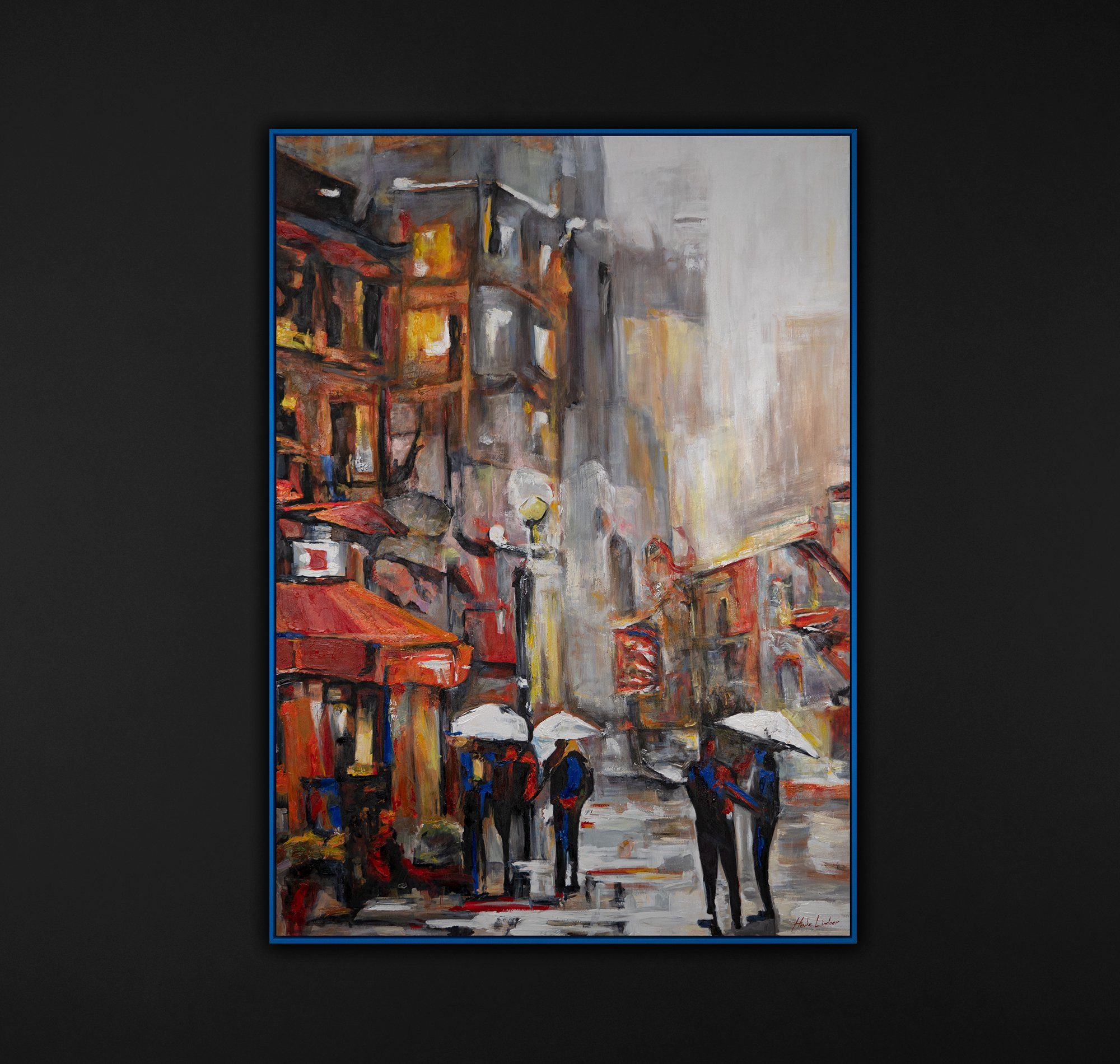 Mit Städtische Blau Rahmen Menschen Atmosphäre, Gemälde YS-Art in