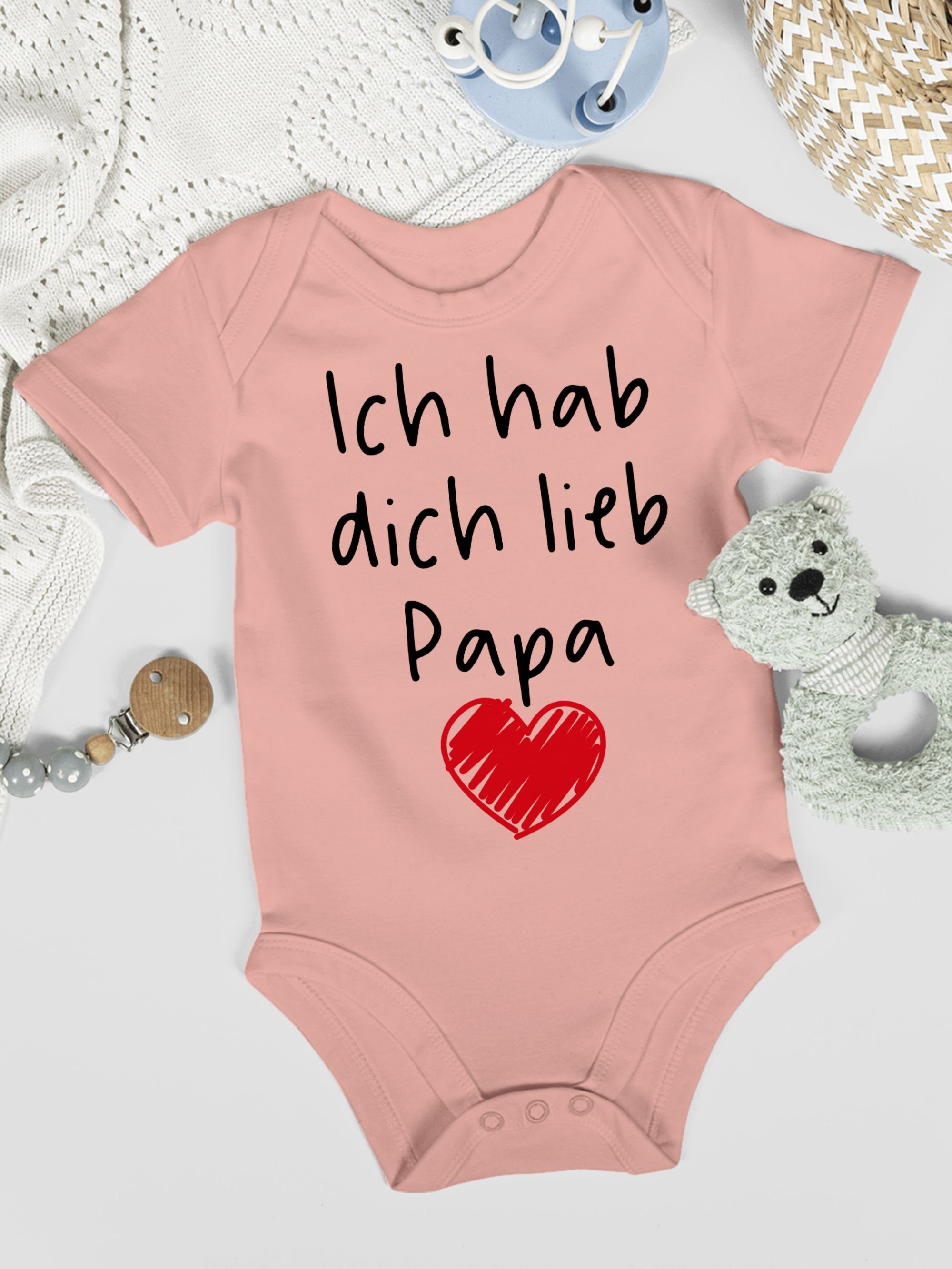 lieb hab Geschenk dich Shirtracer 2 Baby schwarz Vatertag Herz Shirtbody Papa Ich Babyrosa