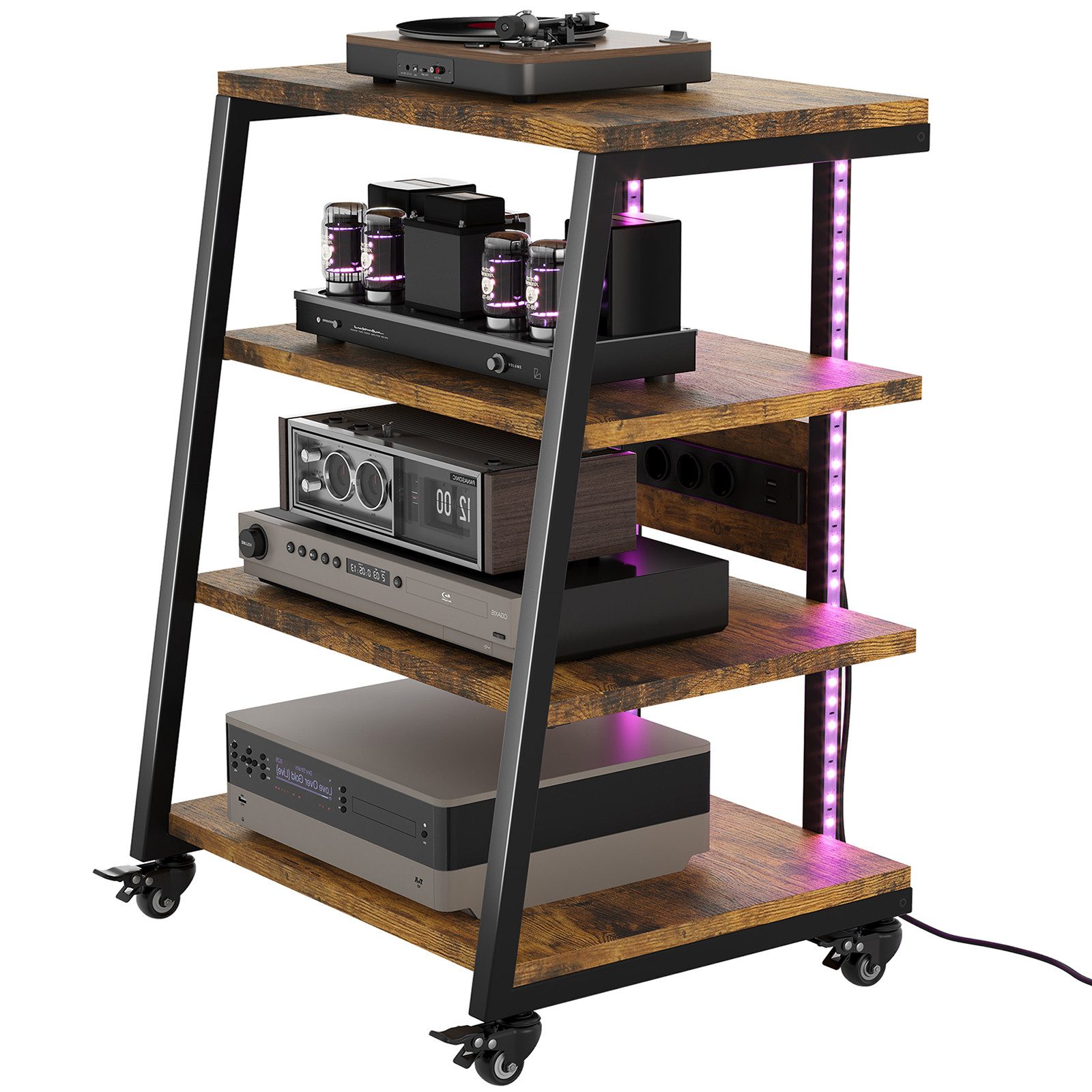 XERSEK TV-Rack HiFi Möbel Rack mit LED Rädern Plattenspieler-Ständer (60 x günstig online kaufen