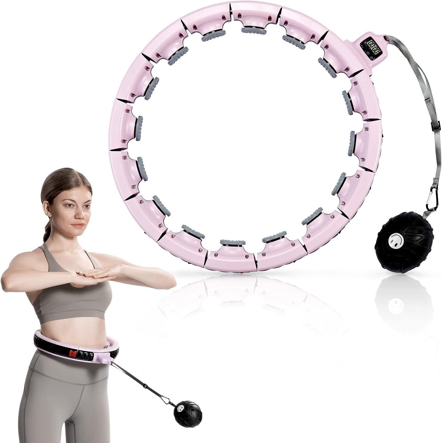 keystar Hula-Hoop-Reifen mit intelligentem Digitalzähler und 16 abnehmbaren Teilen, (75cm bis 125cm Taillenumfang, Massagenoppen für entspannendes Hula Hoop Erlebnis, Perfekt für effektiven Gewichtsverlust und Spaß beim Training) Rosa