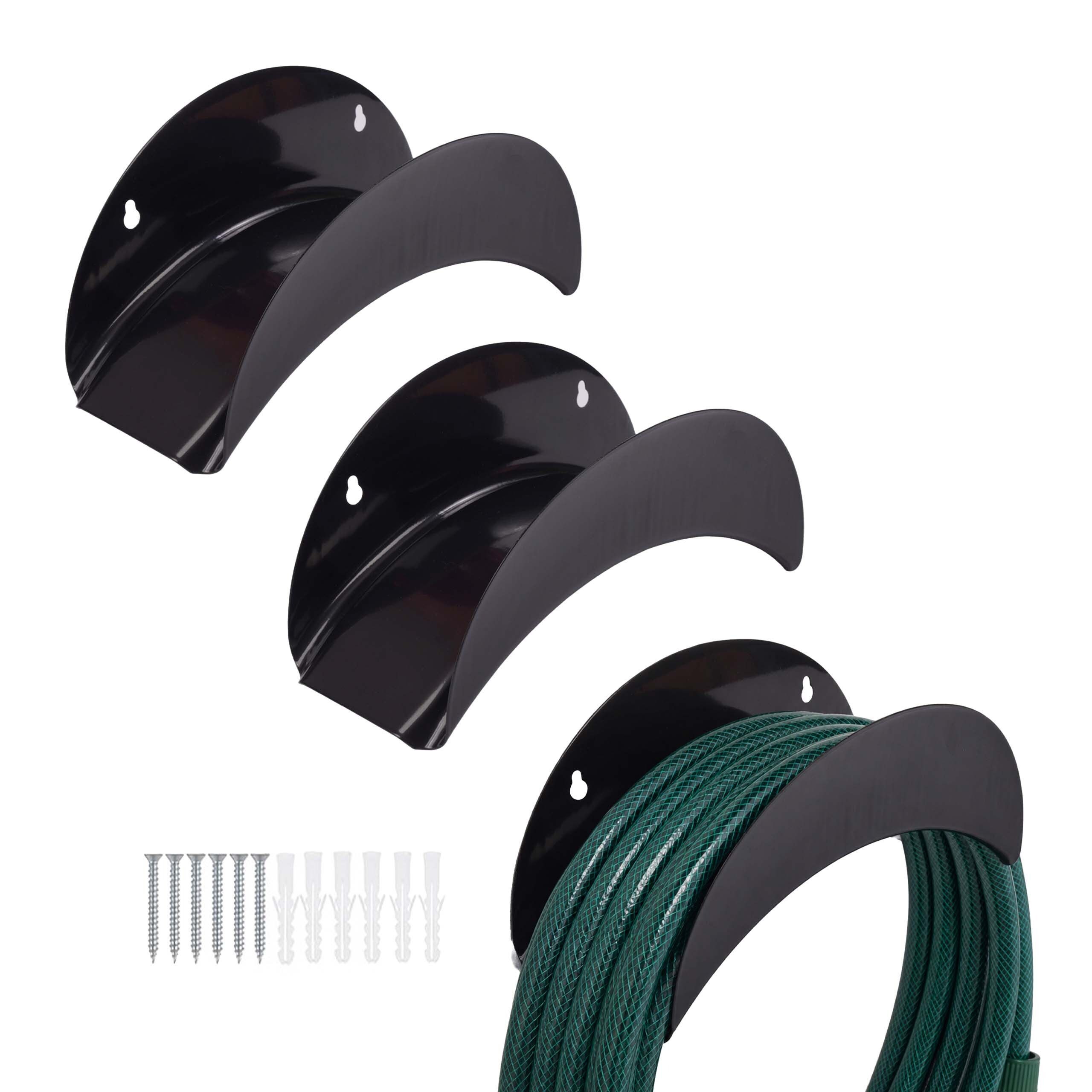 relaxdays Schlauchhalterung Schlauchhalter im 3er Set, (schwarz)