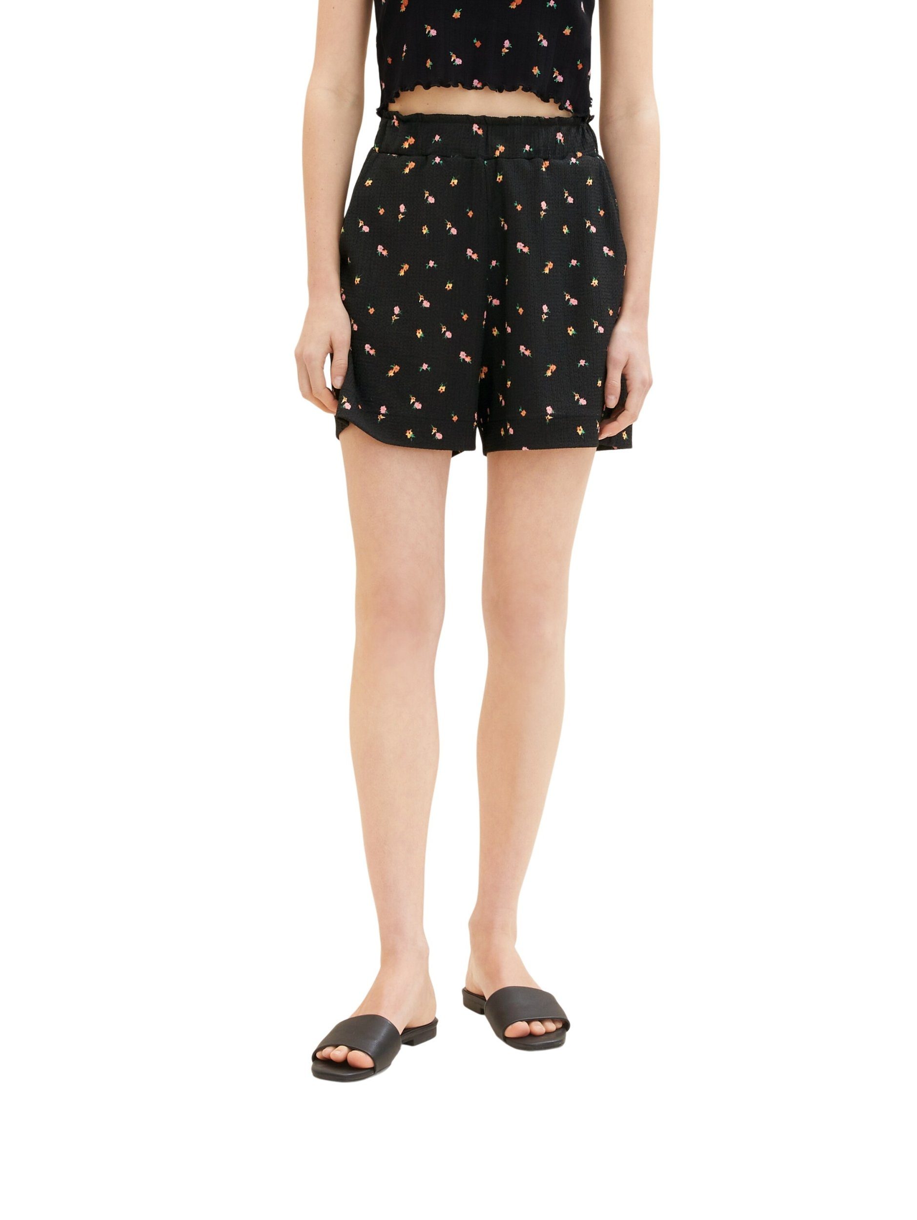 TAILOR Shorts black 31950 print shorts flower small TOM Easy structured