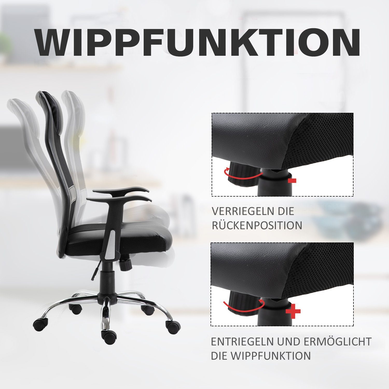 schwarz ergonomisch Schreibtischstuhl Vinsetto Bürostuhl
